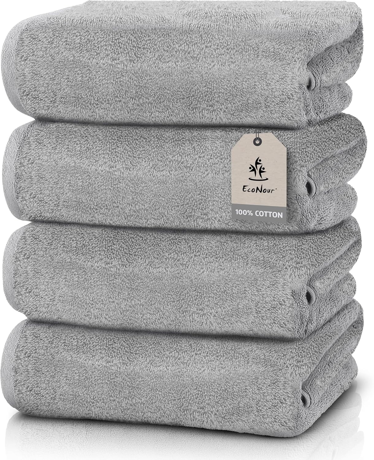 image:imageEcoNour Luxury 4Pack White Turkish Cotton Bath Towels 550 GSM 100 Cotton 27x54 Inch Ultra Soft Quick Dry amp Highly Absorbent for Bathroom Gym amp TravelGrey
