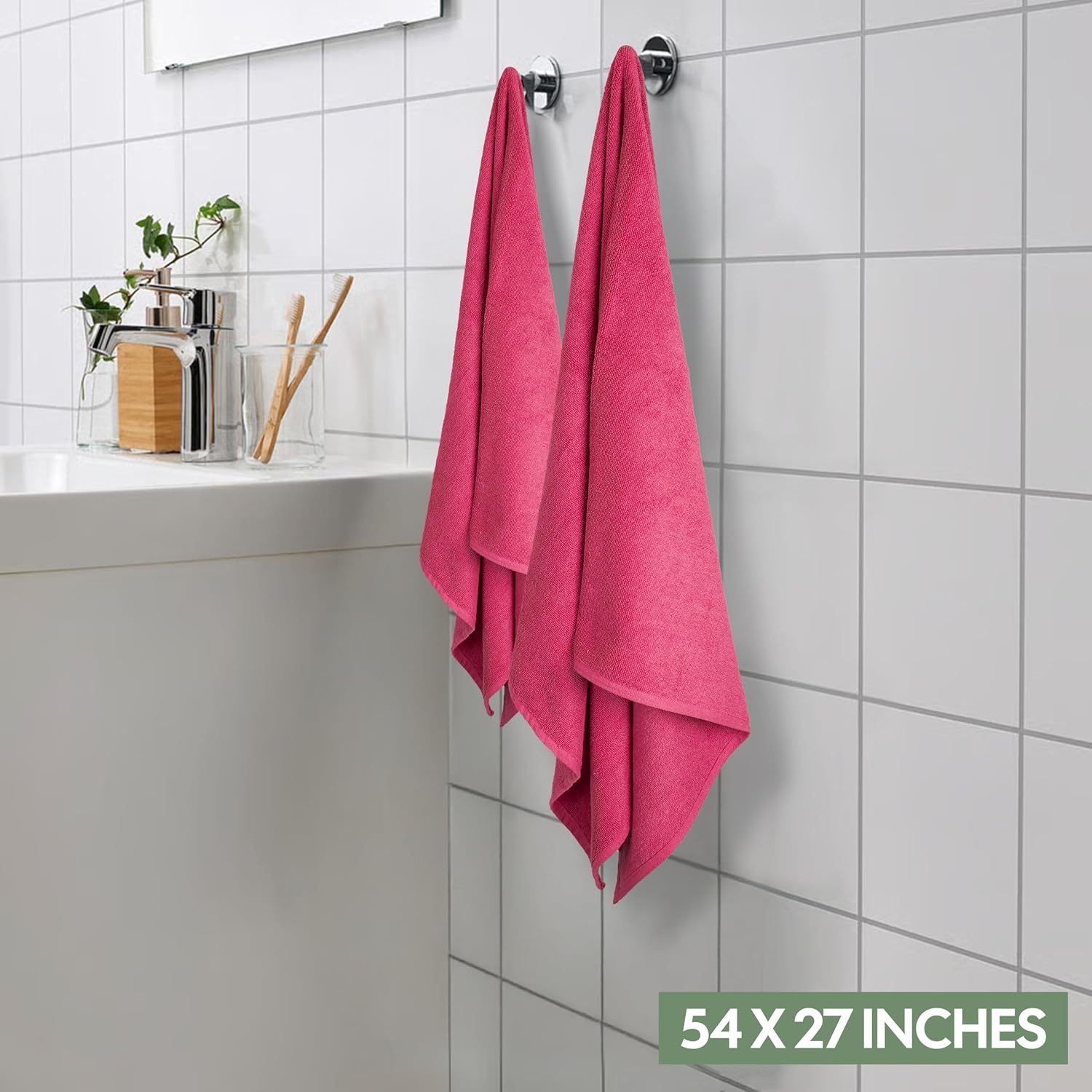image:imageEcoNour Luxury 4Pack White Turkish Cotton Bath Towels 550 GSM 100 Cotton 27x54 Inch Ultra Soft Quick Dry amp Highly Absorbent for Bathroom Gym amp TravelPink