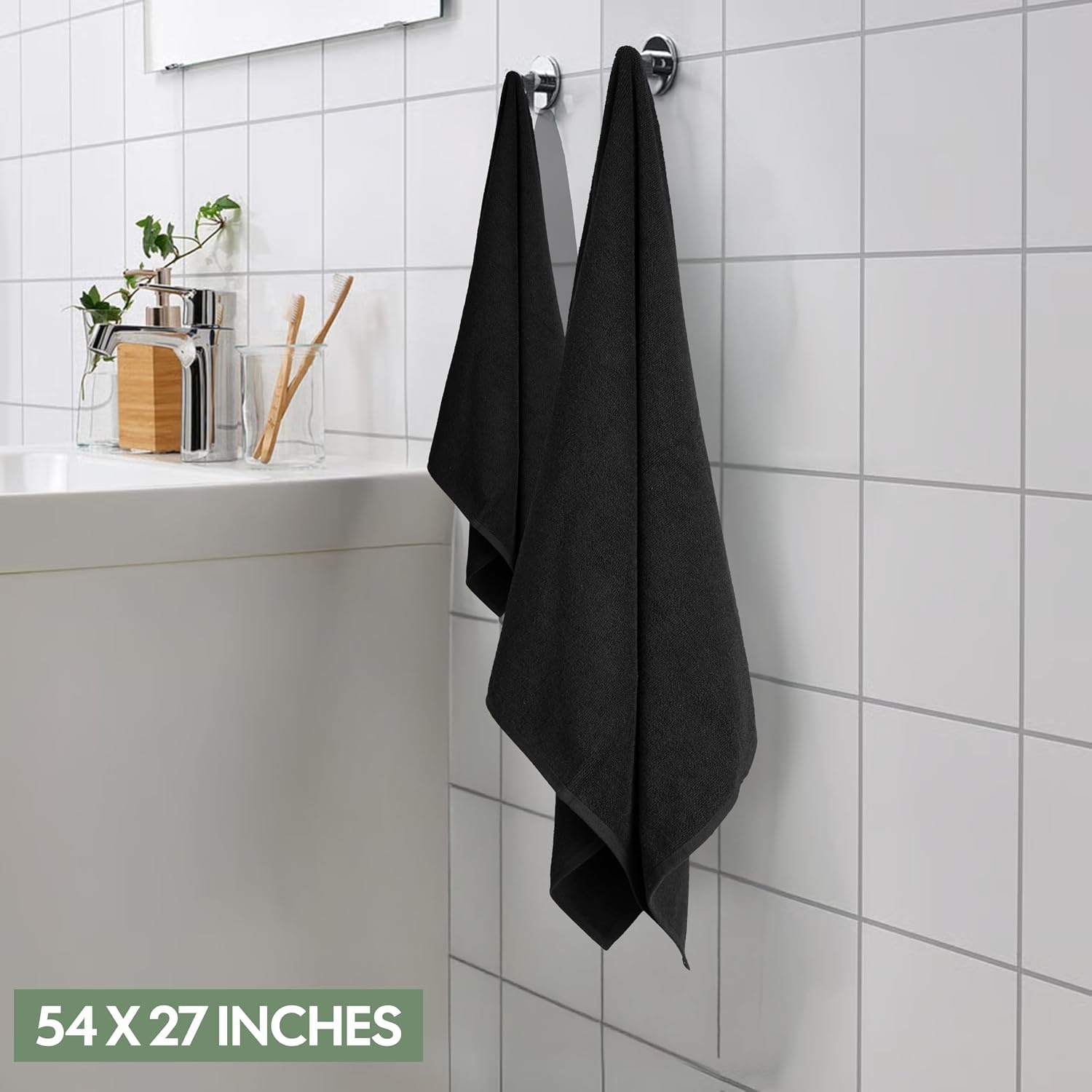 image:imageEcoNour Luxury 4Pack White Turkish Cotton Bath Towels 550 GSM 100 Cotton 27x54 Inch Ultra Soft Quick Dry amp Highly Absorbent for Bathroom Gym amp TravelBlack