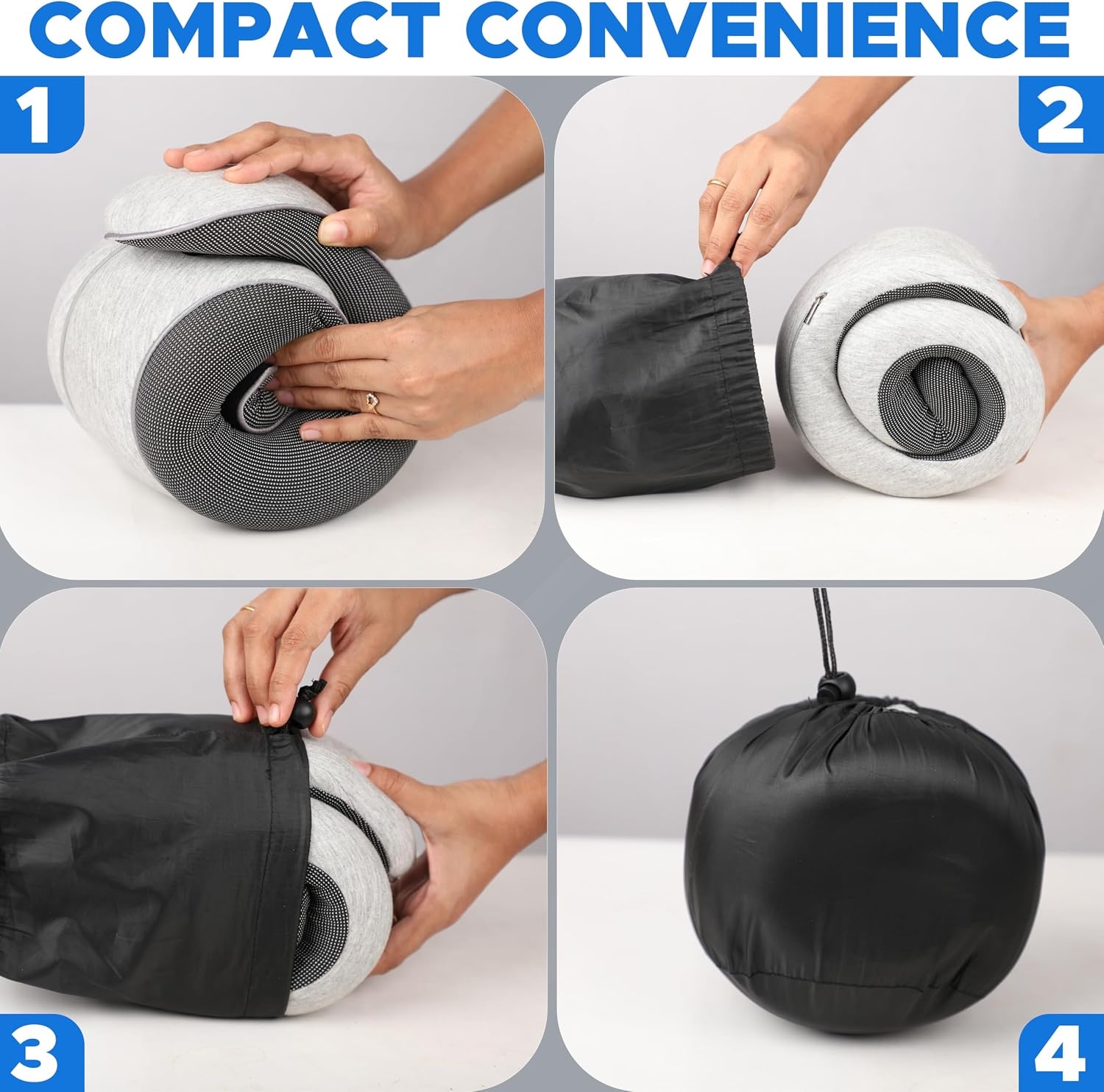 image:imageEcoNour Memory Foam Neck Pillow Set 360 Headrest Airplane Pillow Wrap Eye Masks Earplugs amp Mesh Bag Travel Essentials for Long Flights Car Home Adjustable Neck Support Kit for Adults amp Kids