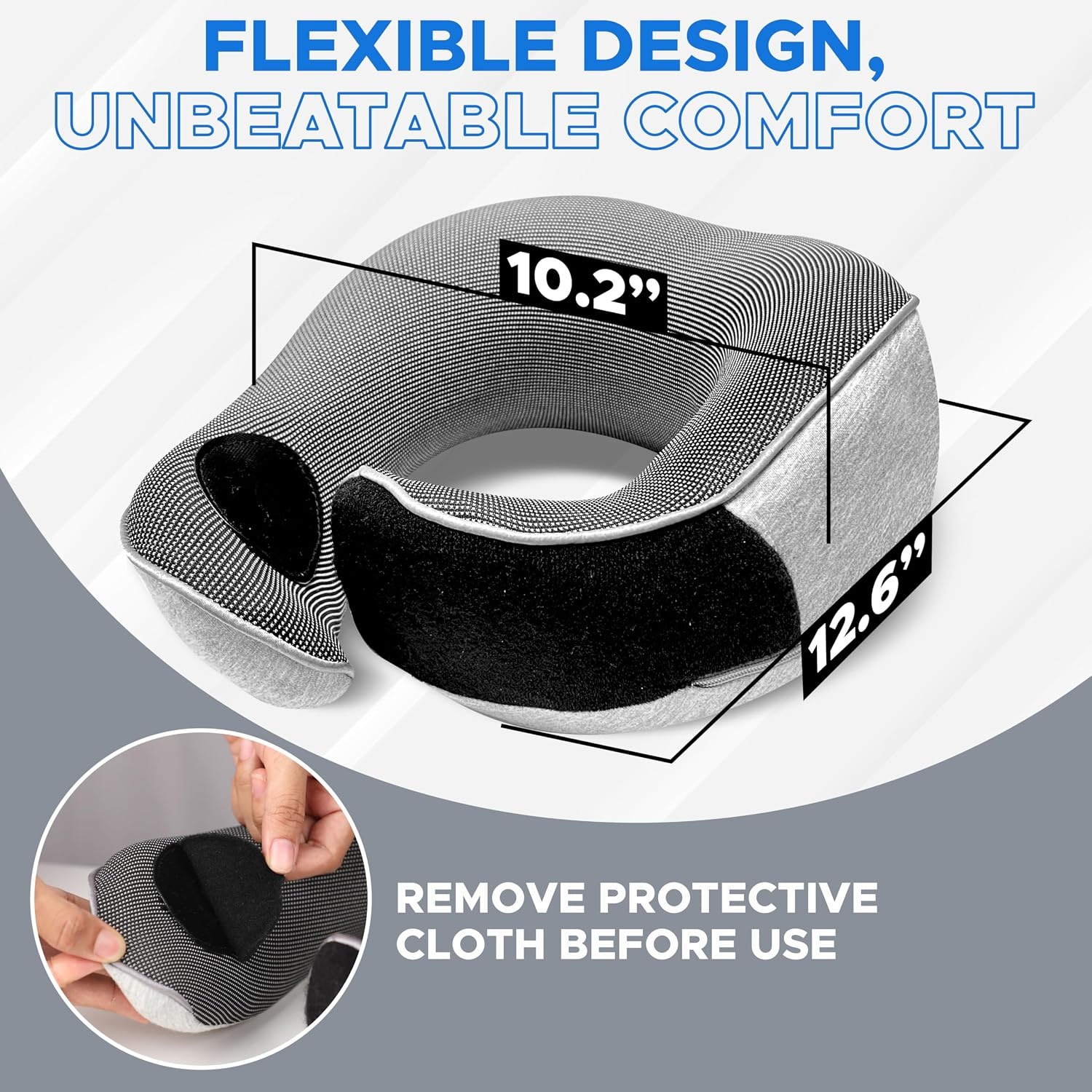 image:imageEcoNour Memory Foam Neck Pillow Set 360 Headrest Airplane Pillow Wrap Eye Masks Earplugs amp Mesh Bag Travel Essentials for Long Flights Car Home Adjustable Neck Support Kit for Adults amp Kids