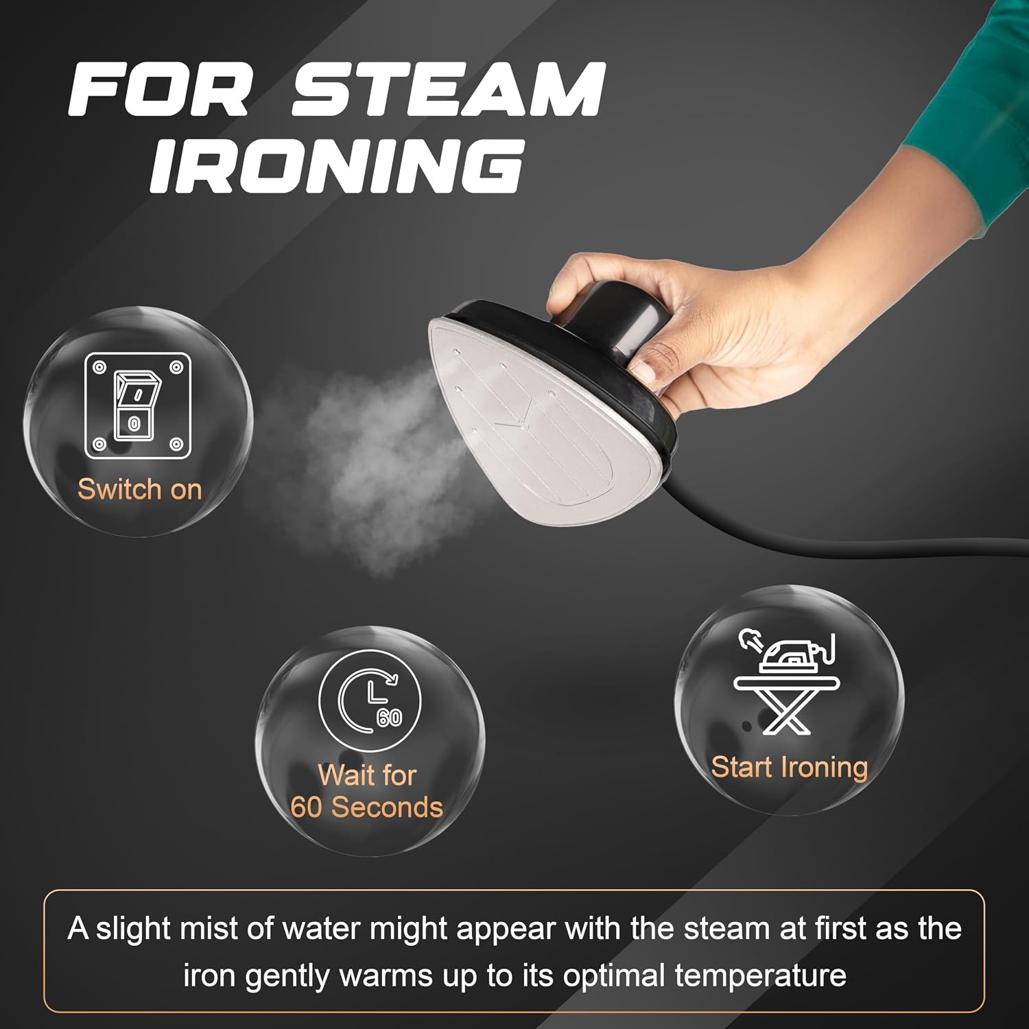 image:imageEcoNour Mini Steam Iron for Clothes Travel Iron Mini with SteamPortable Iron Steamer Compact Iron for Sewing Quilting amp Crafts NonStick Soleplate Includes Glove Measuring Cup amp Storage Pouch