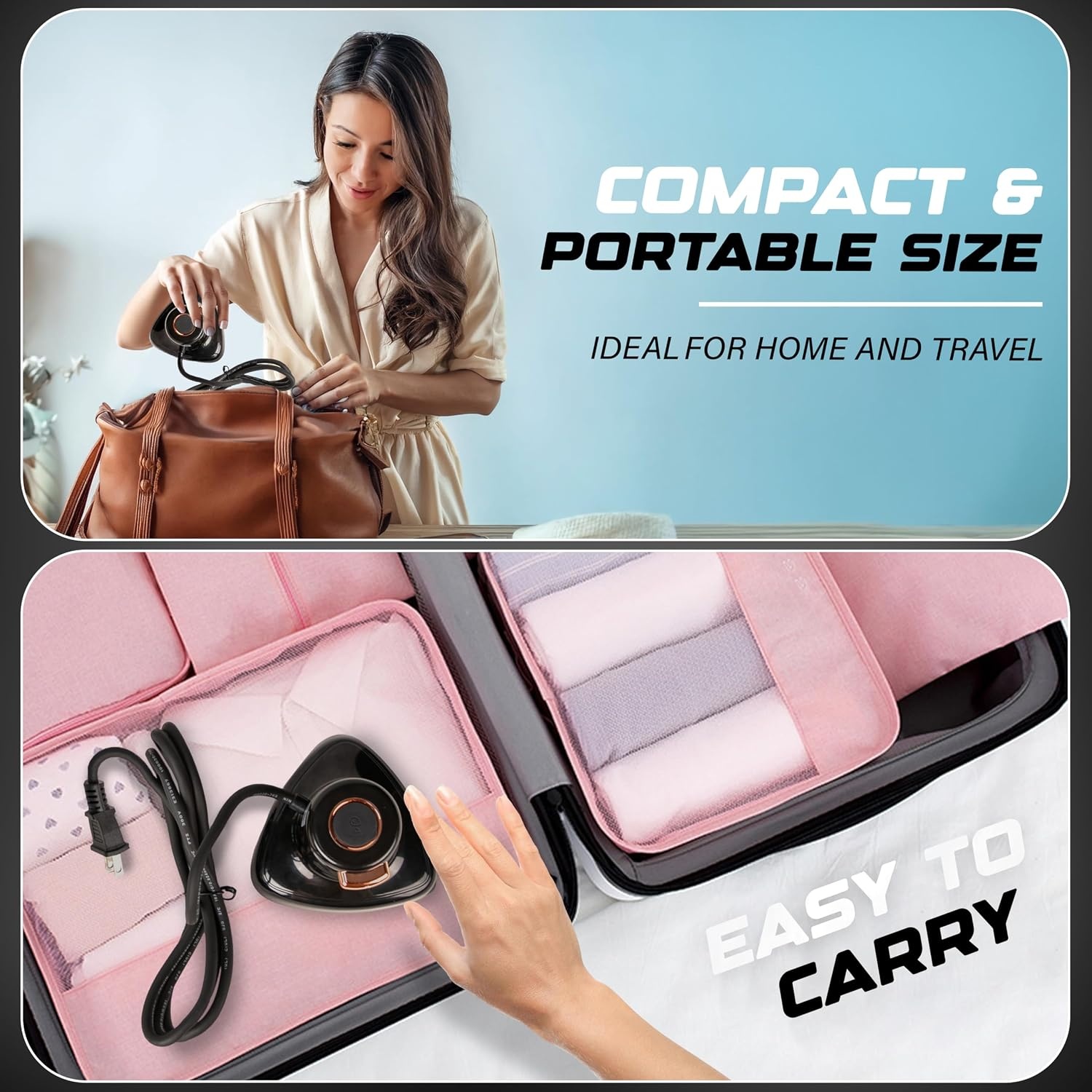 image:imageEcoNour Mini Steam Iron for Clothes Travel Iron Mini with SteamPortable Iron Steamer Compact Iron for Sewing Quilting amp Crafts NonStick Soleplate Includes Glove Measuring Cup amp Storage Pouch