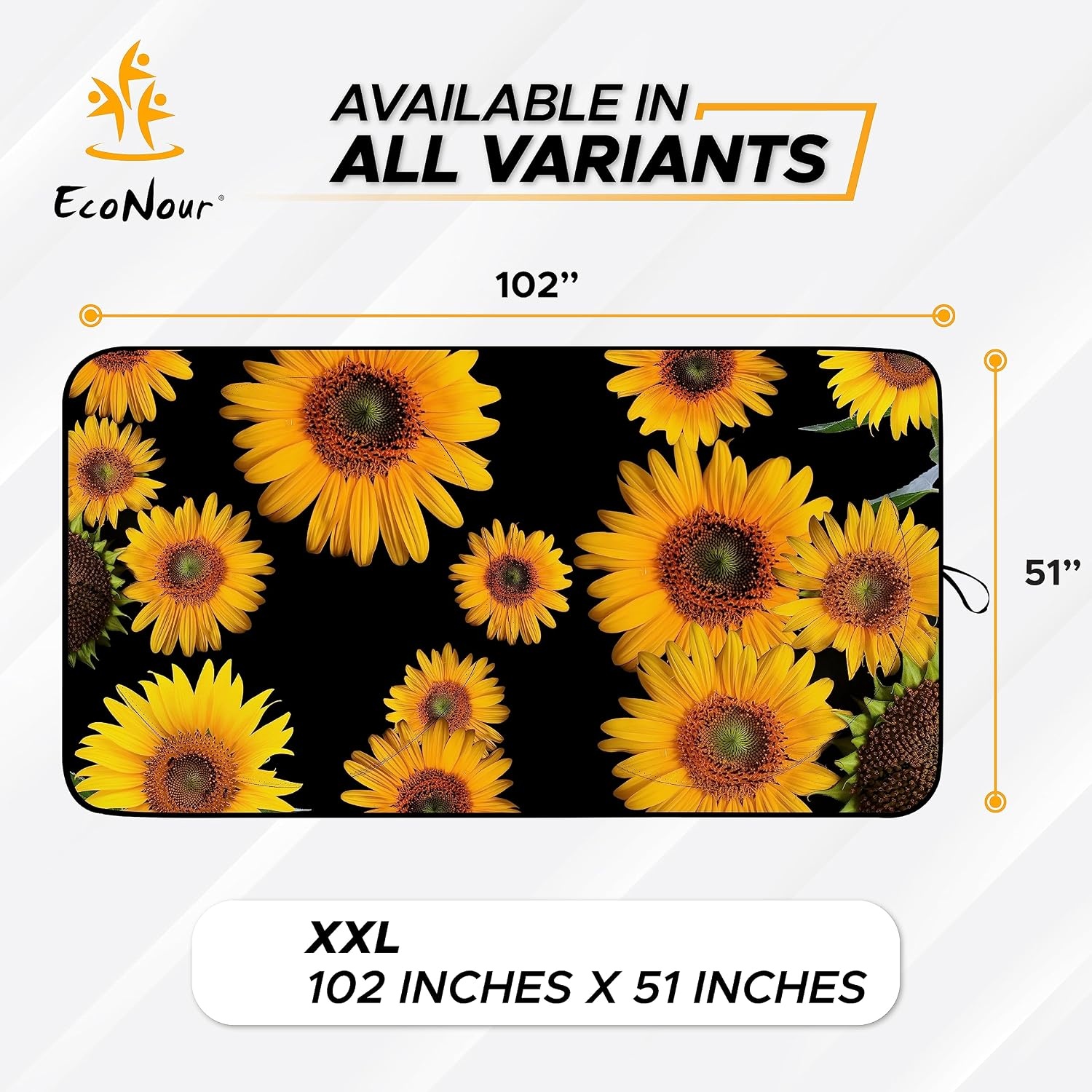 image:imageEcoNour RV Windshield Sunshade with Storage PouchSunflower Sun Visor for UV Rays Keeps Your Motorhome Cool Fits Trucks Buses 102 x 51 inches