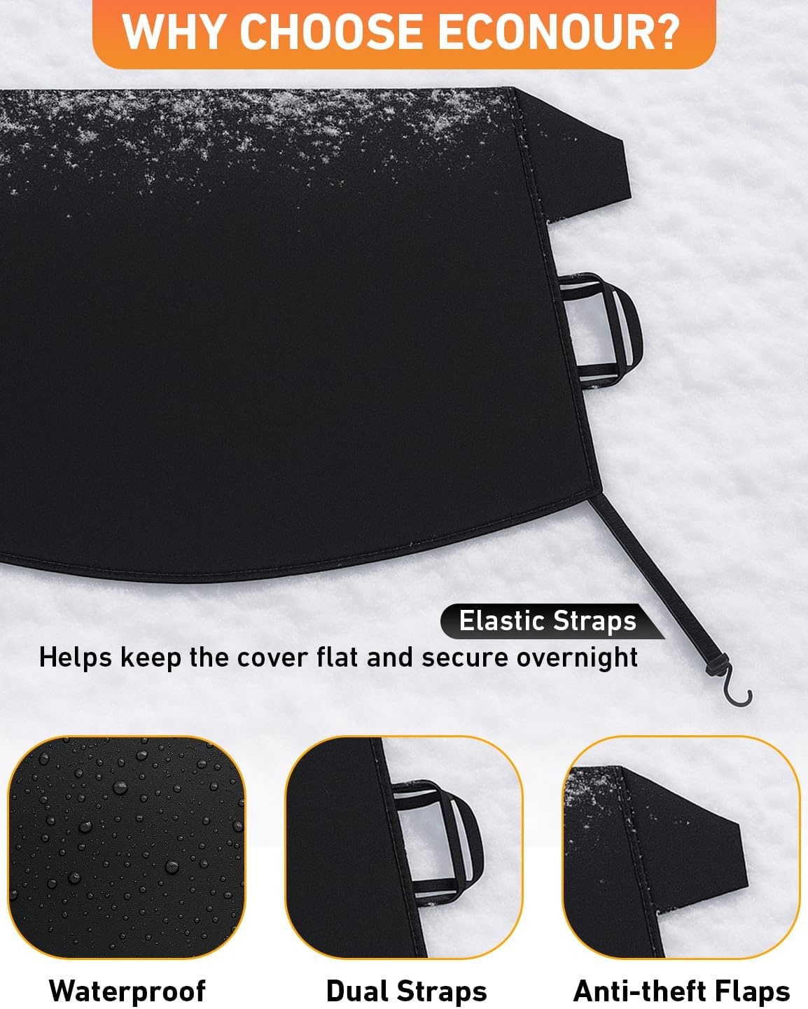 image:imageEcoNour Snow Cover for Toyota Tacoma HeavyDuty Windshield Cover for Ice and Snow Protection 600D Oxford Winter Car Cover with SHook StrapsFit for Chevrolet Equinox