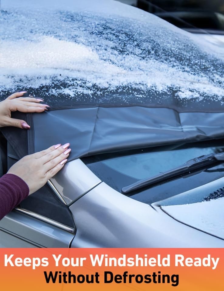 image:imageEcoNour Snow Cover for Toyota Tacoma HeavyDuty Windshield Cover for Ice and Snow Protection 600D Oxford Winter Car Cover with SHook StrapsFit for Jeep Compass