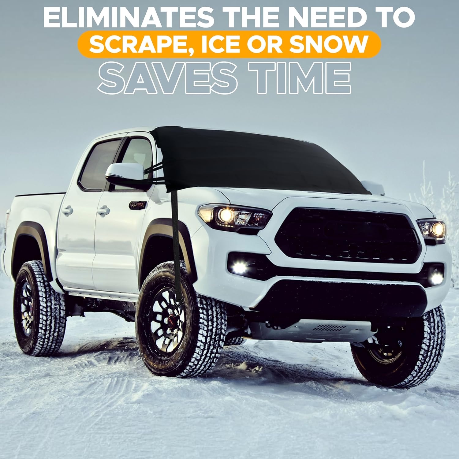 image:imageEcoNour Snow Cover for Toyota Tacoma HeavyDuty Windshield Cover for Ice and Snow Protection 600D Oxford Winter Car Cover with SHook StrapsFit for Toyota Tacoma
