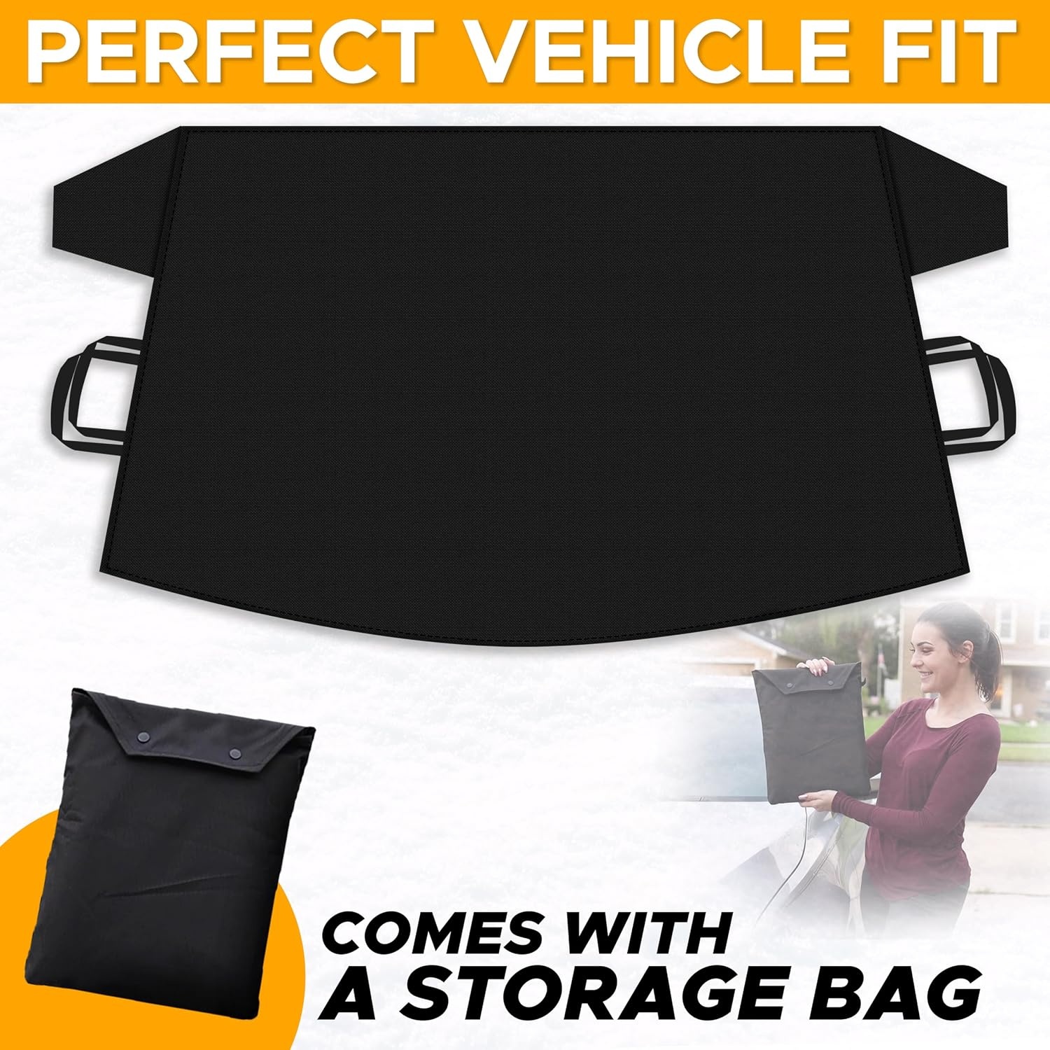 image:imageEcoNour Snow Cover for Toyota Tacoma HeavyDuty Windshield Cover for Ice and Snow Protection 600D Oxford Winter Car Cover with SHook StrapsFit for Toyota Tacoma
