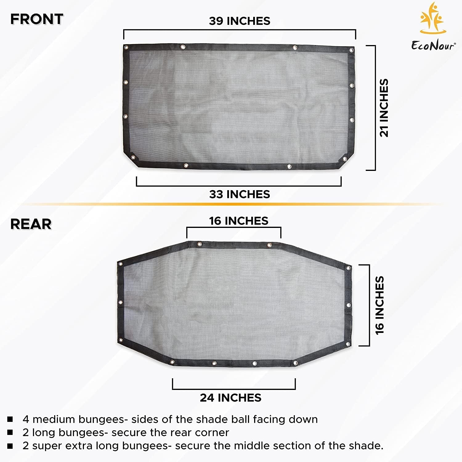 image:imageEcoNour Sun Shade for Jeep Wrangler JL 2021 with Car Front Windshield Sunshade Fits Top Jeep Wrangler Four Door Front amp Rear Blocks UV Rays Wind Noise amp Leaves Heat Reduction Tough PVC Net