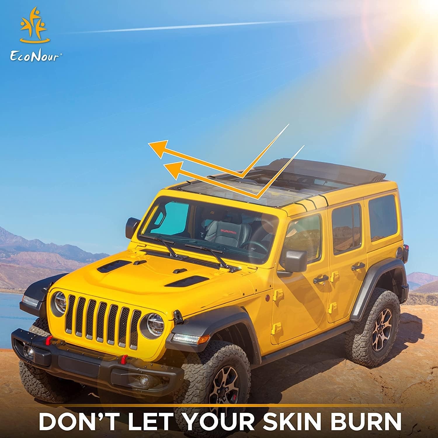 image:imageEcoNour Sun Shade for Jeep Wrangler JL 2021 with Car Windshield Sunshade Fits Top Jeep Wrangler Four Door Front Blocks UV Rays Wind Noise amp Leaves Heat Reduction Tough PVC Net