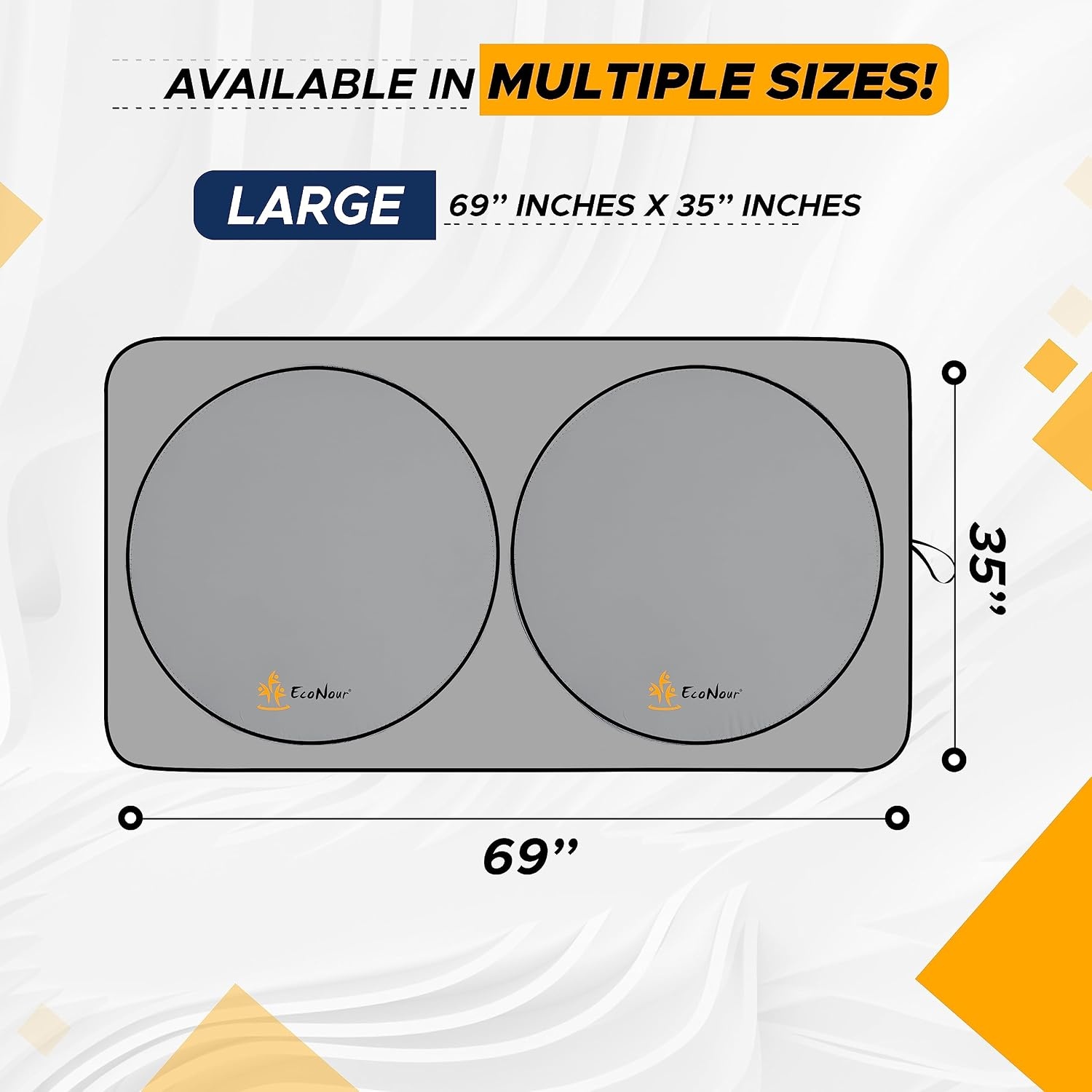 image:imageEcoNour Truck Sun Shade for Windshield with Storage Pouch Front Window Sun Visor for UV Rays amp Heat Protection Truck Accessories for Breezy Cool Interior Large 69 in x 35 in
