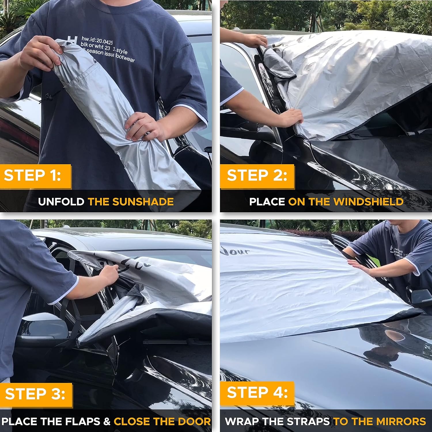 image:imageEcoNour Windshield Cover for Ice and Snow with Storage Pouch Exterior Thermal Windshield Cover for Snow amp Sun Protection 210T Polyester Vehicle Windshield Snow Covers 67 inches x 39 inches