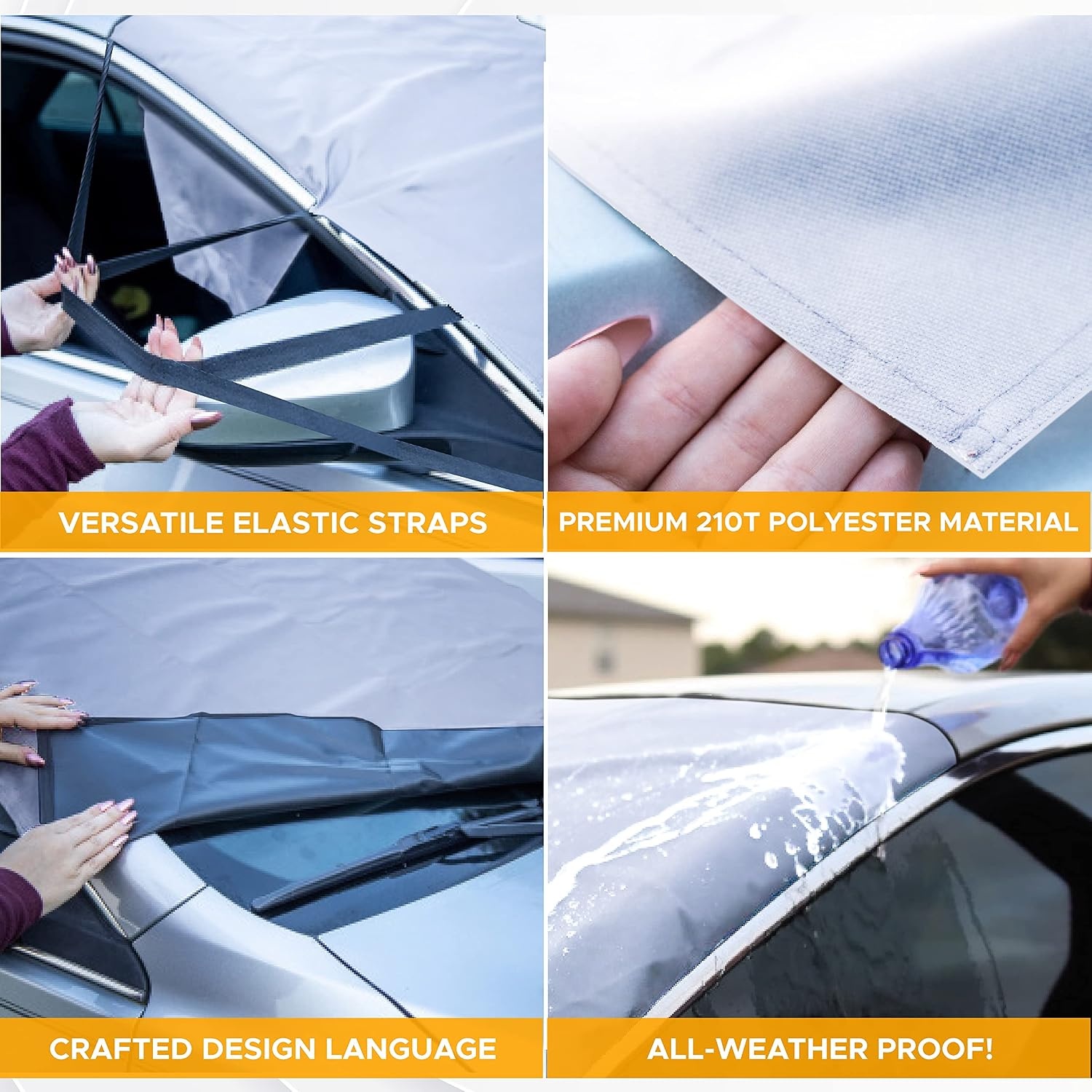 image:imageEcoNour Windshield Cover for Ice and Snow with Storage Pouch Exterior Thermal Windshield Cover for Snow amp Sun Protection 210T Polyester Vehicle Windshield Snow Covers 67 inches x 39 inches