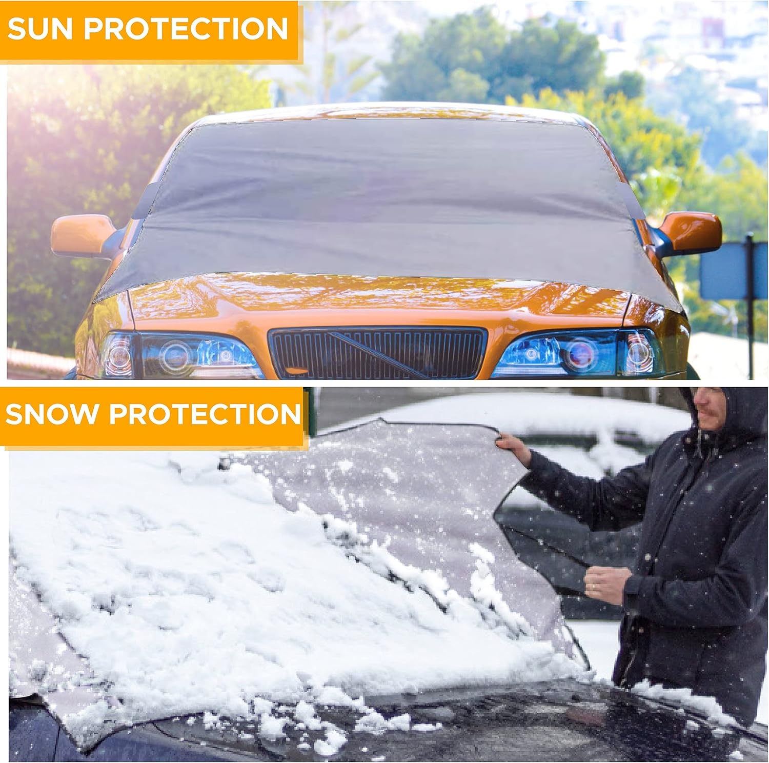 image:imageEcoNour Windshield Cover for Ice and Snow with Storage Pouch Exterior Thermal Windshield Cover for Snow amp Sun Protection 210T Polyester Vehicle Windshield Snow Covers 67 inches x 39 inches