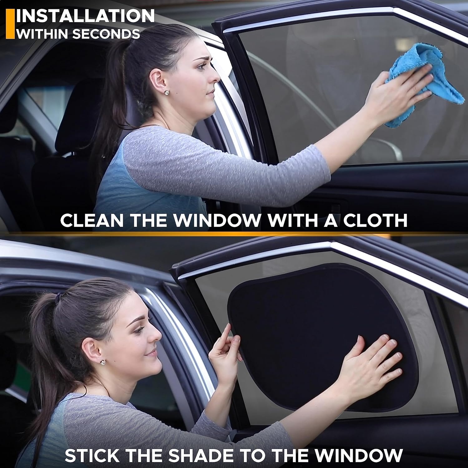 image:imageEcoNour Windshield Sun Shade with Mirror Cut Car Window Shades for Baby 4 Pack