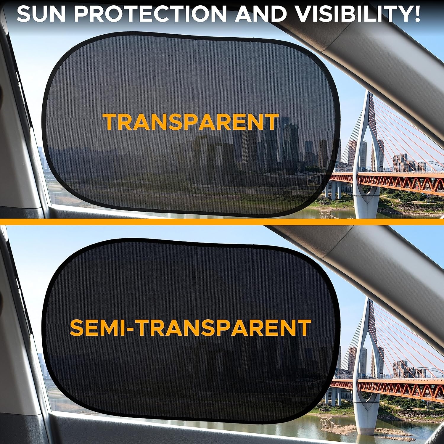 image:imageEcoNour Windshield Sun Shade with Mirror Cut Car Window Shades for Baby 4 Pack