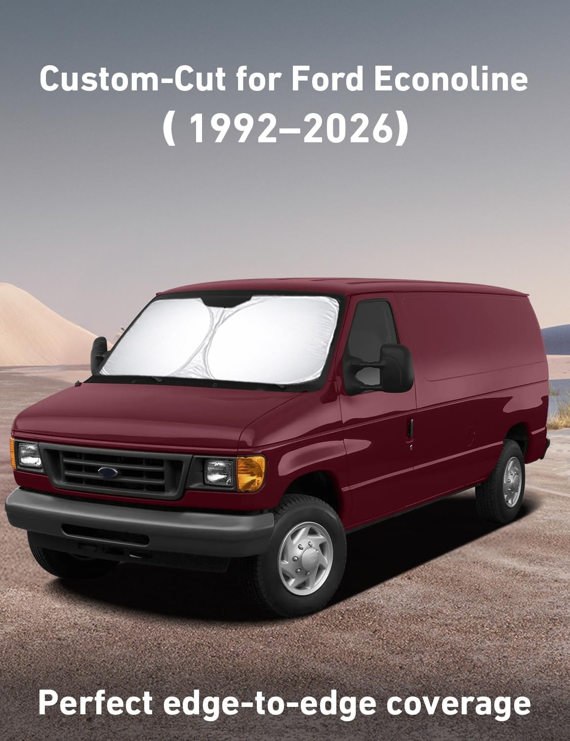 image:imageEcoNour Windshield Sunshade Compatible for Ford Econoline ESeries 19922026 Van amp Motorhome E150 250 350 450 Sun Visor for Front Window Sun Shade Cover UV Heat Blocker Car Accessories
