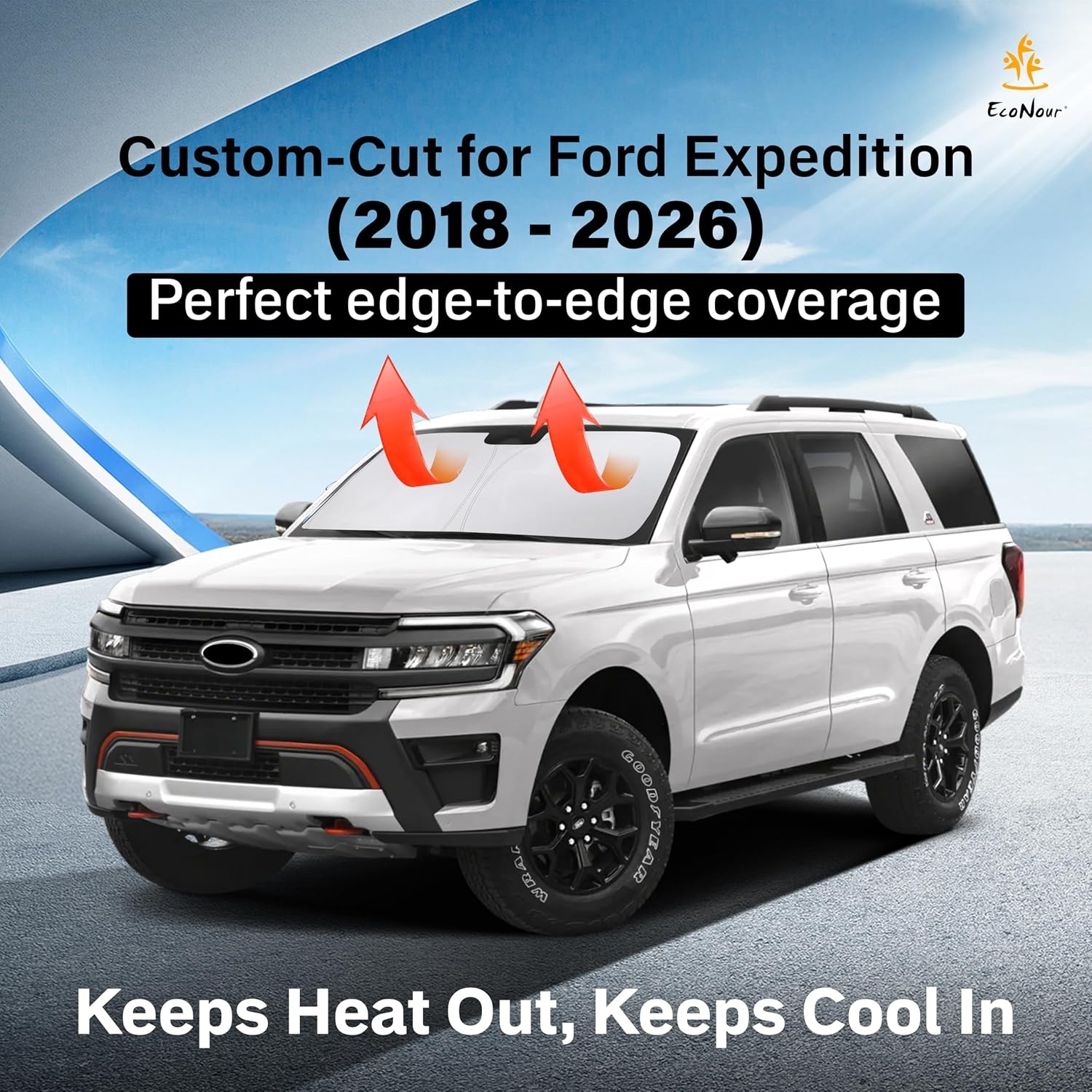 image:imageEcoNour Windshield Sunshade Compatible for Ford Expedititon 20182024 2025 Sun Visor for Front Windshield amp Window Sun Shade Cover UV Heat Blocker amp Protector Car Accessories