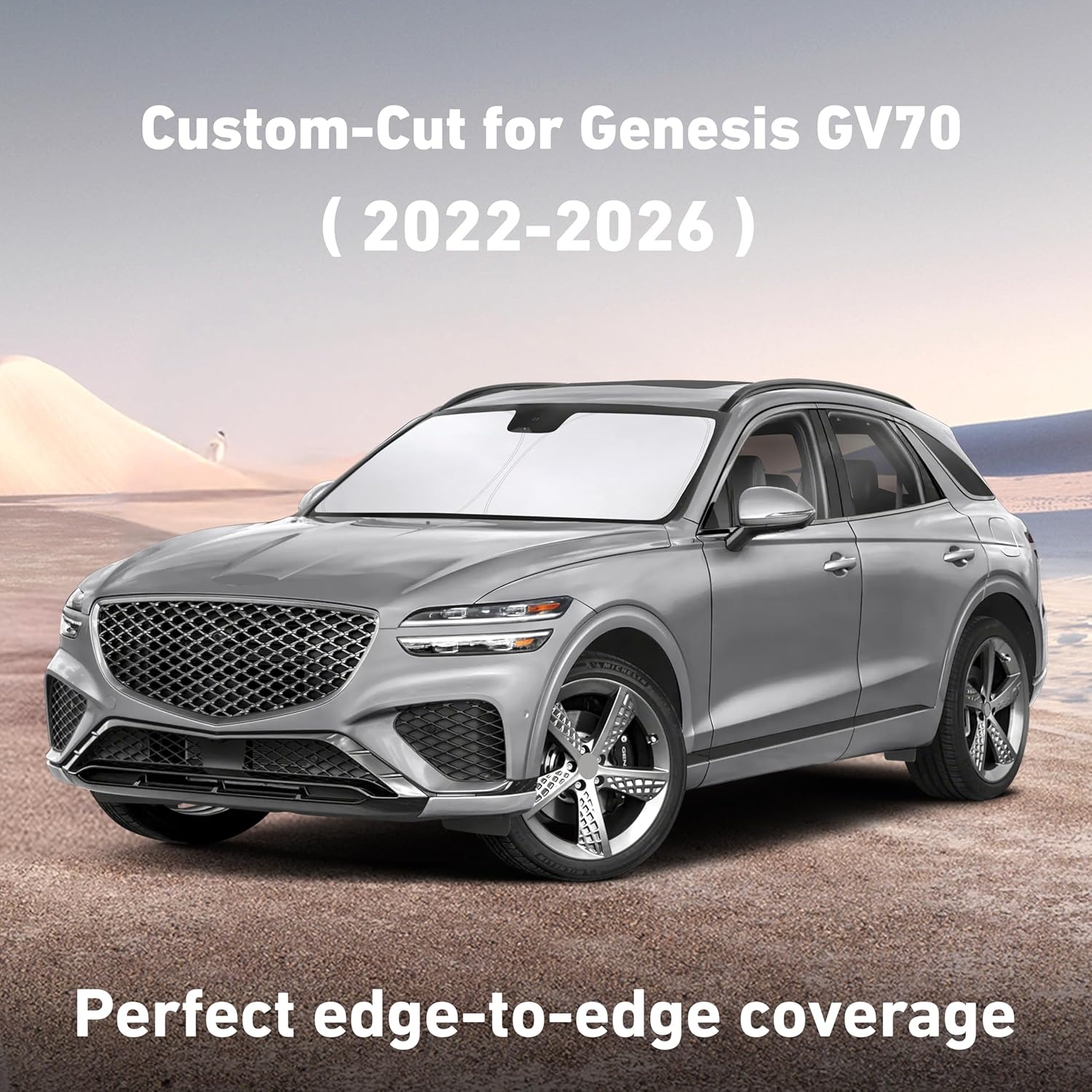 image:imageEcoNour Windshield Sunshade Compatible for Genesis GV70 20222024 2025 2026 Sun Visor for Front Windshield amp Window Sun Shade Cover UV Heat Blocker amp Protector Car Accessories