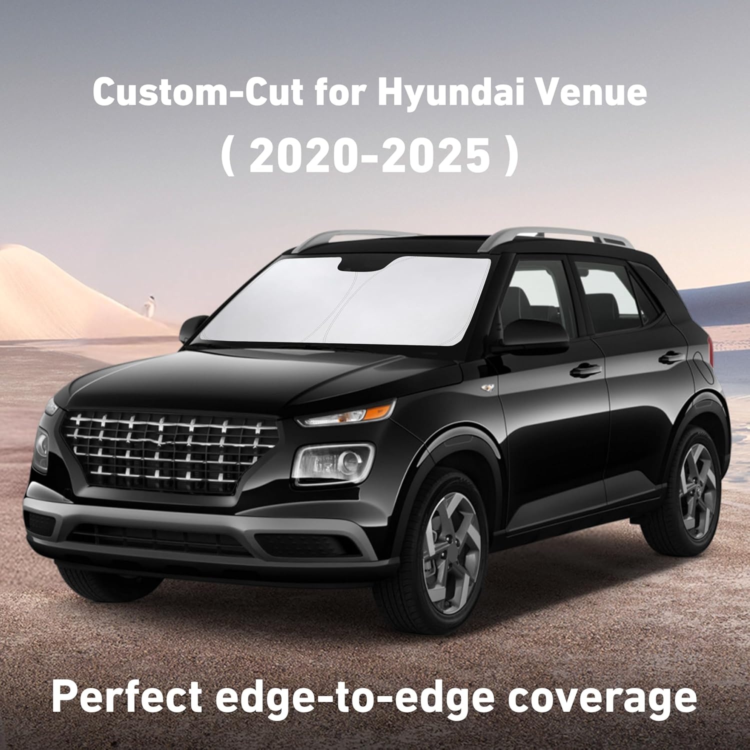 image:imageEcoNour Windshield Sunshade Compatible for Hyundai Venue 20202024 2025 Sun Visor for Front Windshield amp Window Sun Shade Cover UV Heat Blocker amp Protector Car Accessories