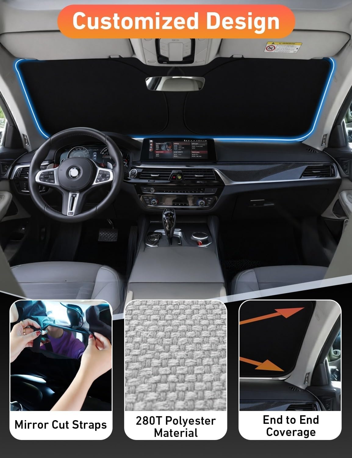 image:imageEcoNour Windshield Sunshade Compatible for Jaguar FPace 20162023 2024 2025 Sun Visor for Front Windshield amp Window Sun Shade Cover UV Heat Blocker amp Protector Car Accessories