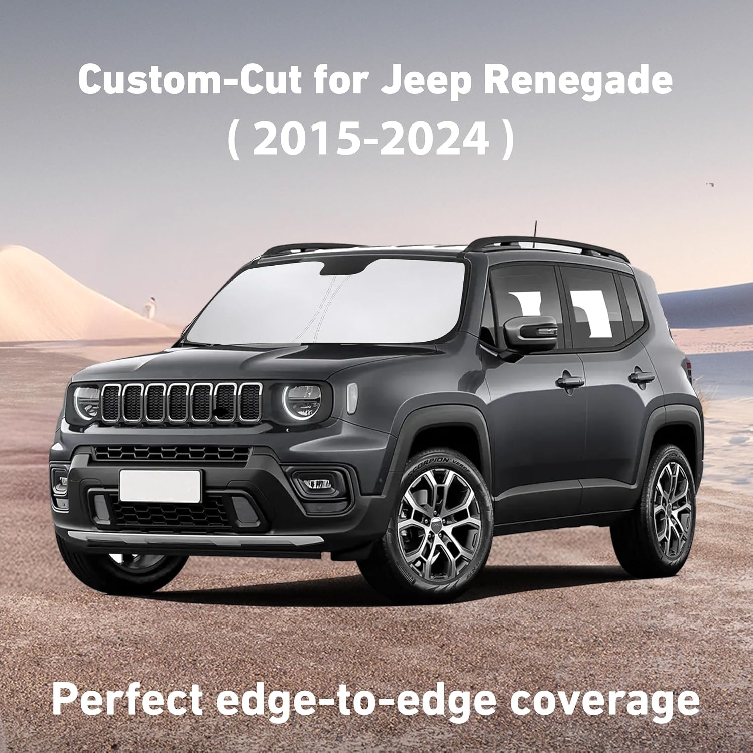 image:imageEcoNour Windshield Sunshade Compatible for Jeep Renegade 20152023 2024 Sun Visor for Front Windshield amp Window Sun Shade Cover UV Heat Blocker amp Protector Car Accessories