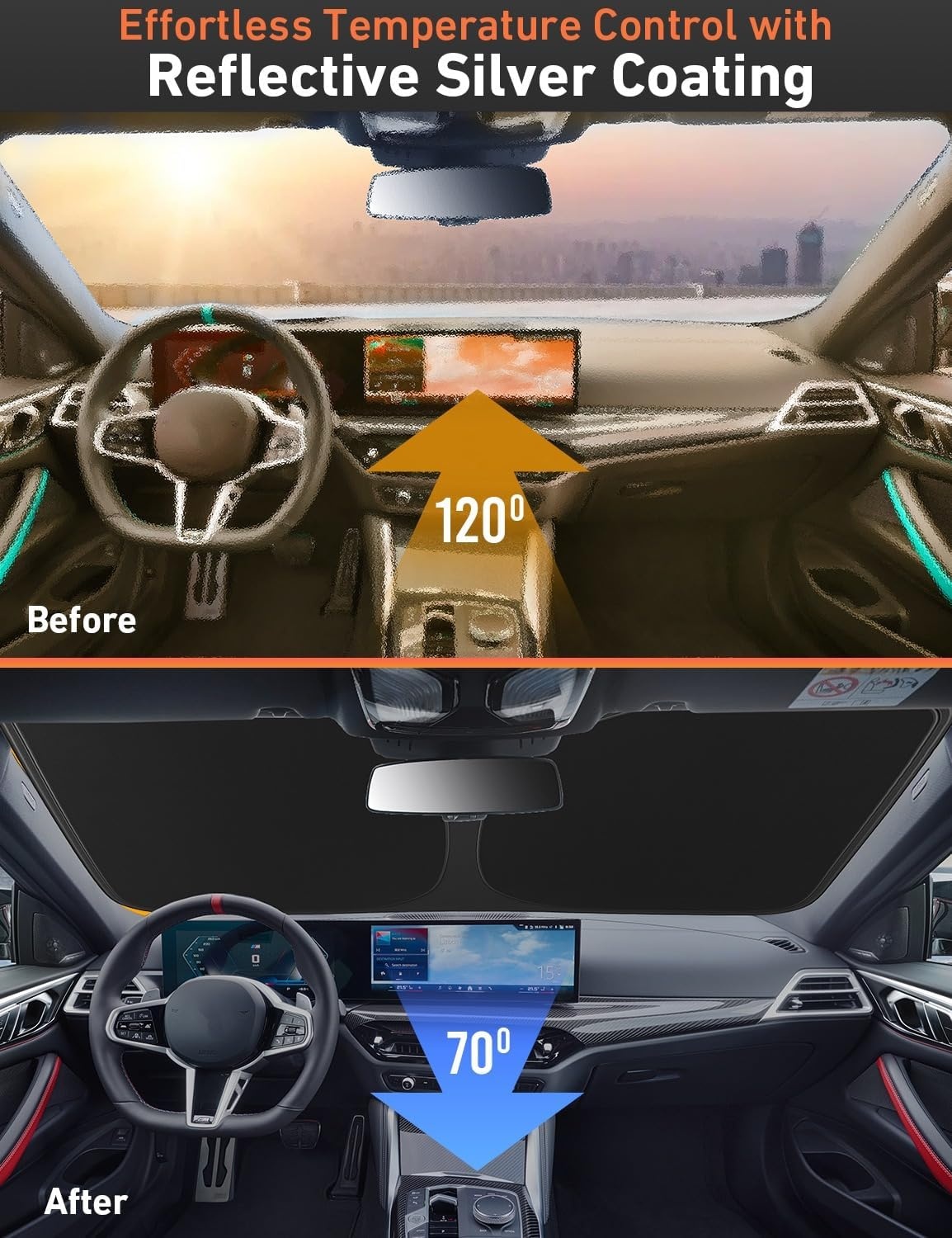 image:imageEcoNour Windshield Sunshade Compatible for Kia Telluride 20202024 2025 Sun Visor for Front Windshield amp Window Sun Shade Cover UV Heat Blocker amp Protector Car Accessories