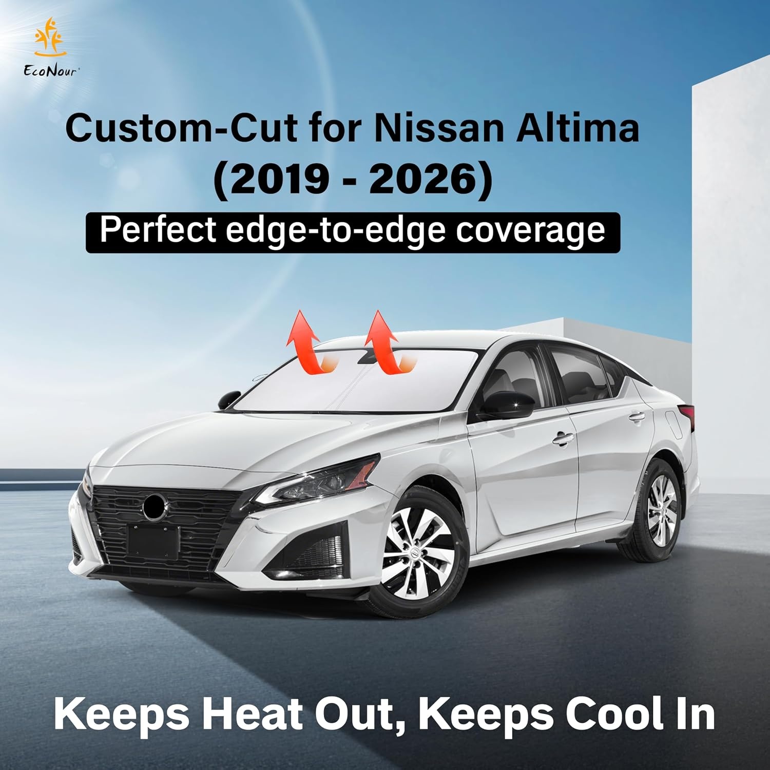 image:imageEcoNour Windshield Sunshade Compatible for Nissan Altima 20192025 2026 Sun Visor for Front Windshield amp Window Sun Shade Cover UV Heat Blocker amp Protector Car Accessories