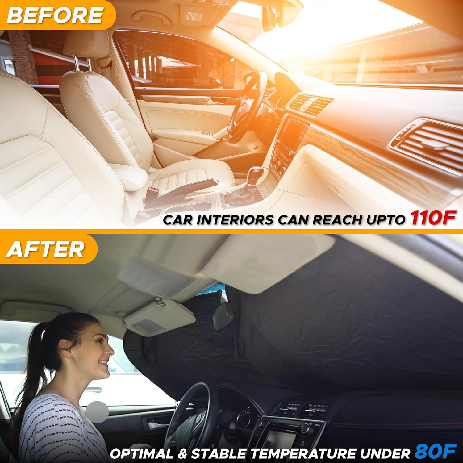 image:imageEconour Car Sun Shade for Windshield Foldable Front Window Cover