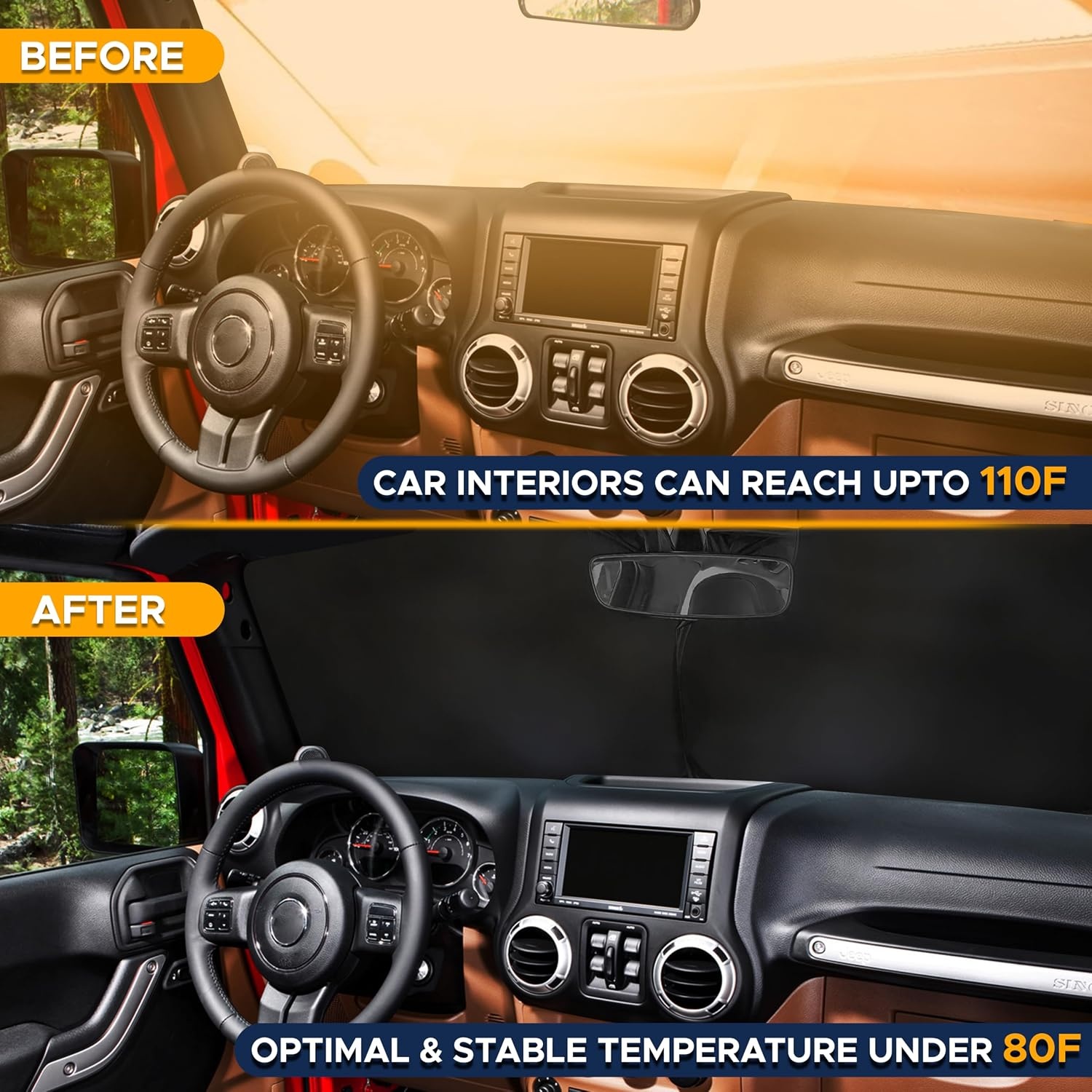 image:imageEconour Jeep Windshield Sun Shade Foldable UV Sun Shield Jeep Accessories