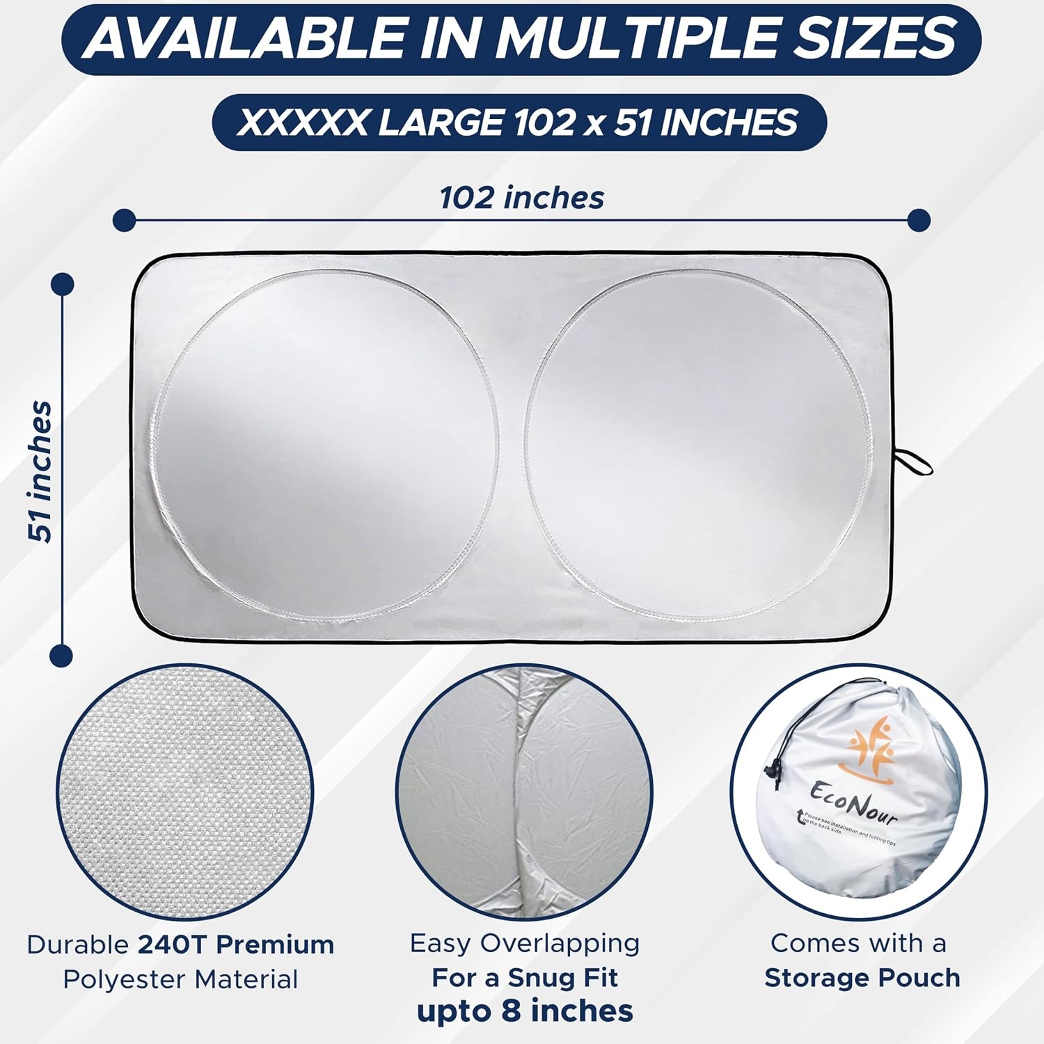image:imageEconour RV Windshield Sun Shade Foldable Cover for RVs amp Motorhomes