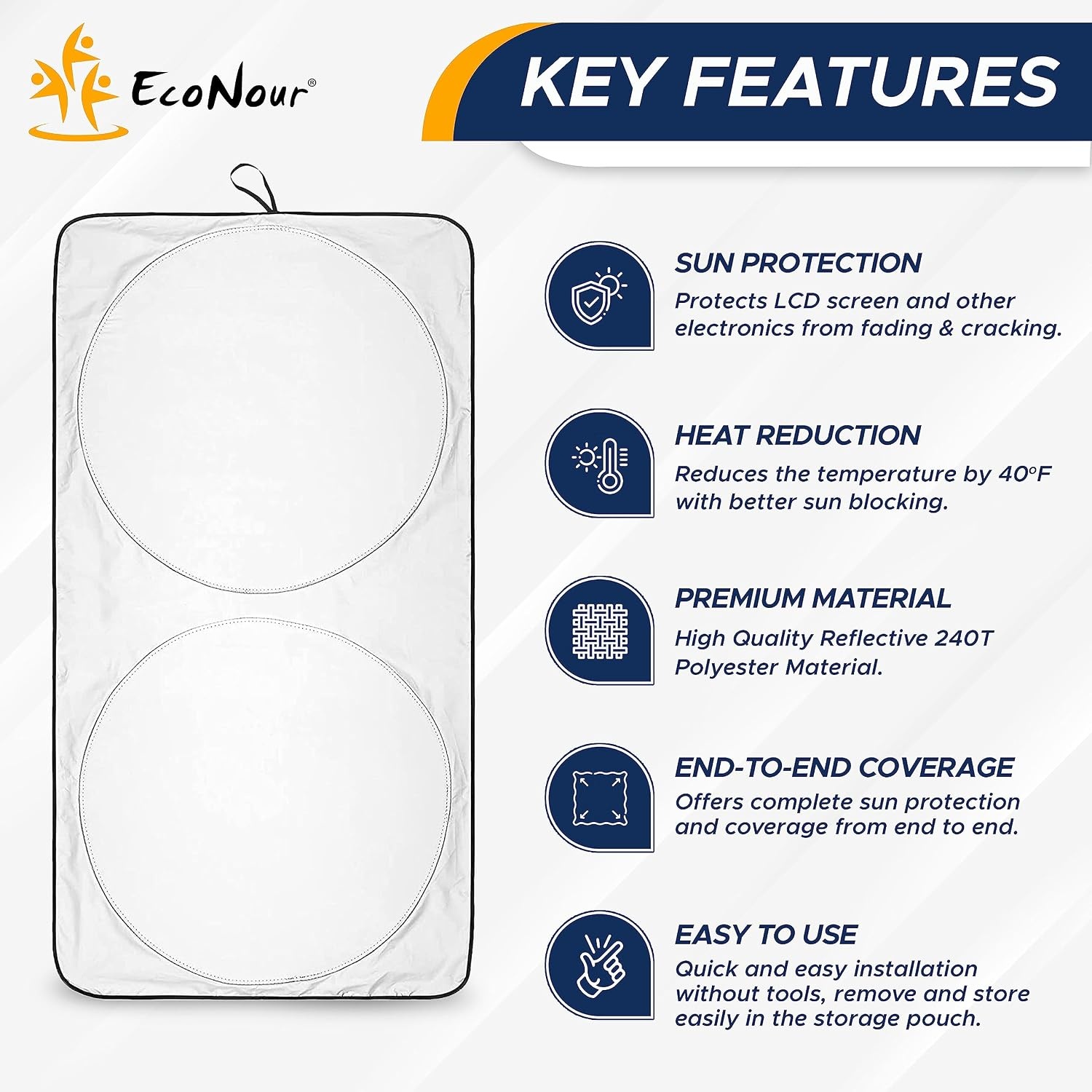 image:imageEconour RV Windshield Sun Shade Foldable Cover for RVs amp Motorhomes