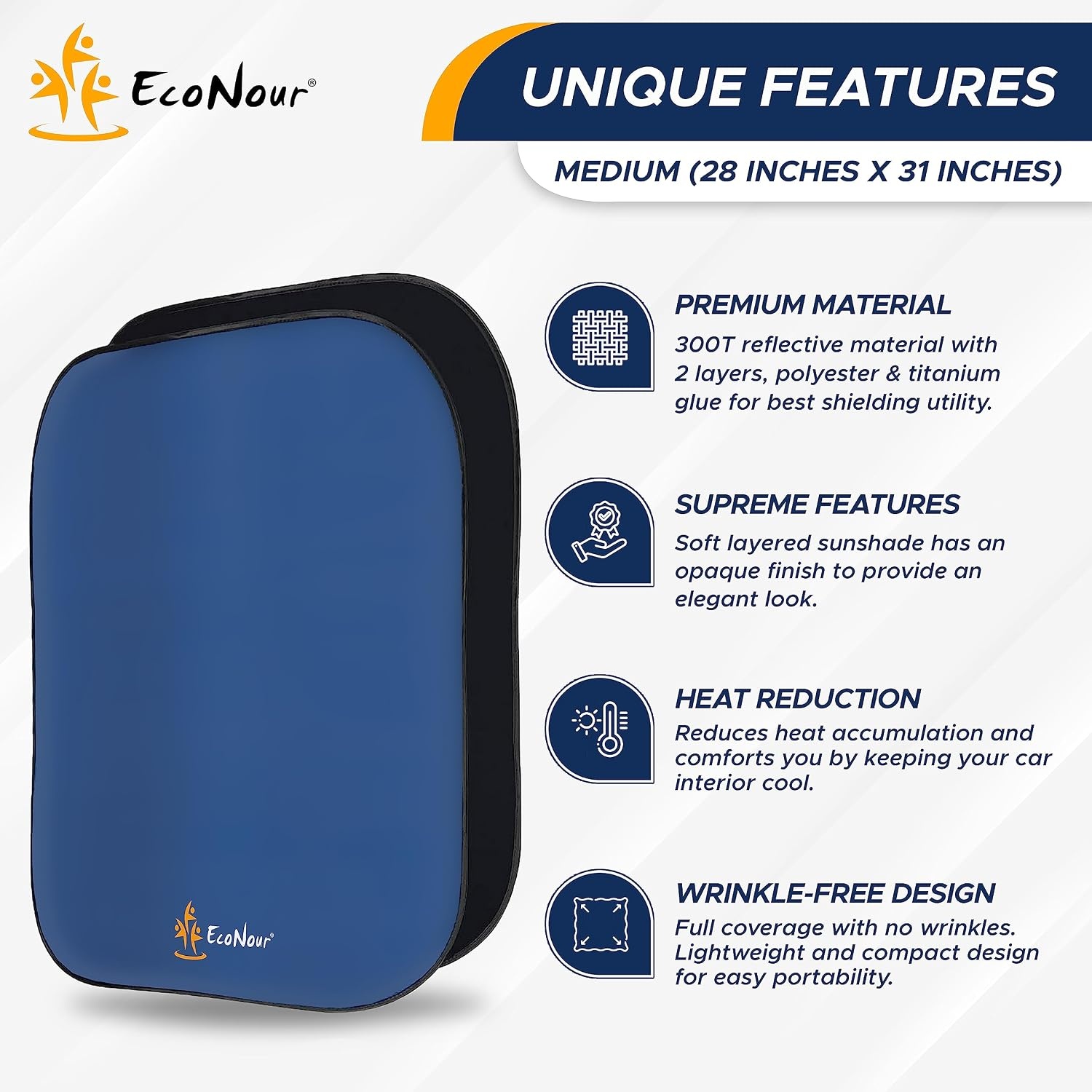 image:imageEconour Windshield Sun Shade 2Piece300 Thickened Automotive Sunshade for Incredible UV amp Sun ProtectionFoldable Car Sun ShadeProctect Car Interior AccessoriesFits for SUV Sedan28 31 inches