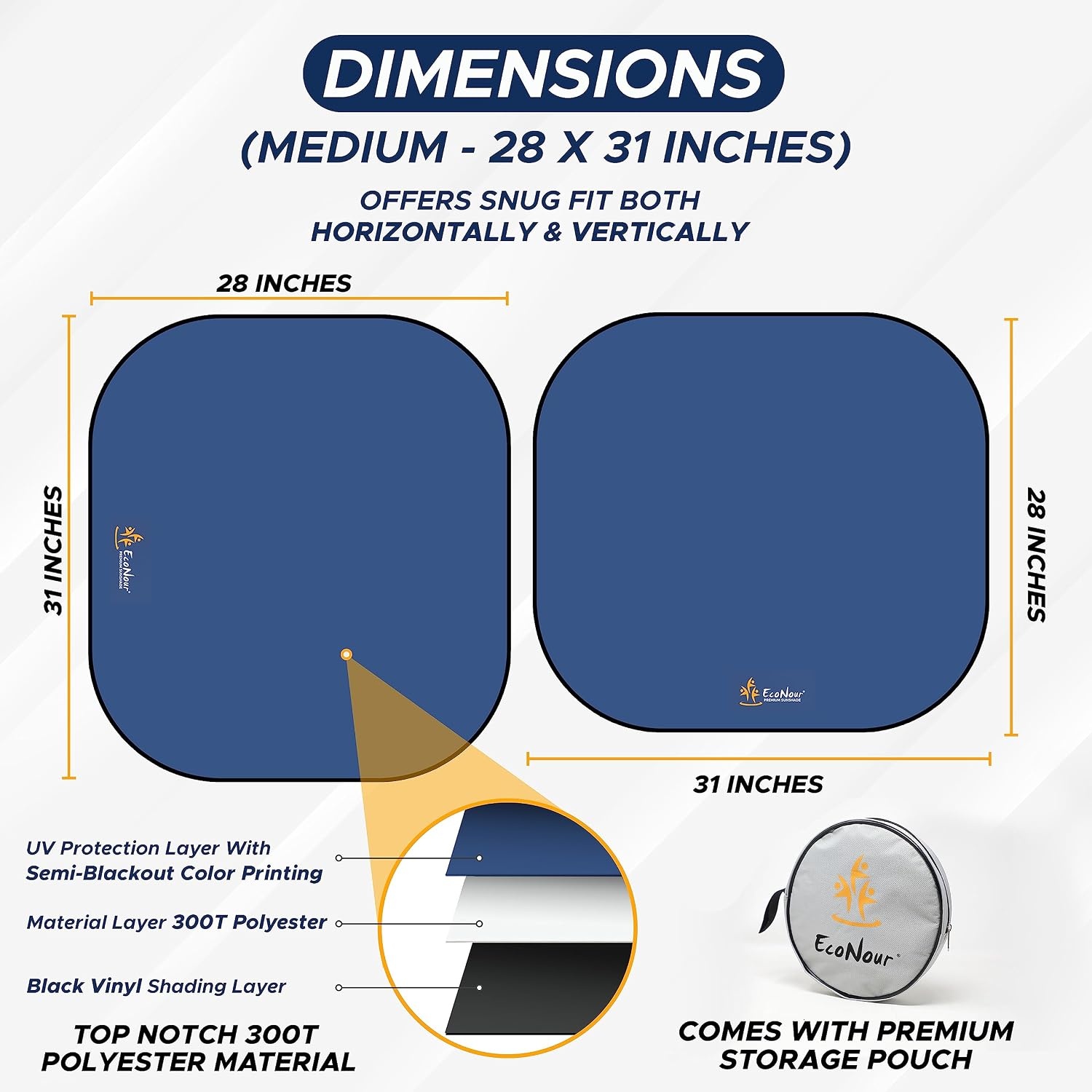 image:imageEconour Windshield Sun Shade 2Piece300 Thickened Automotive Sunshade for Incredible UV amp Sun ProtectionFoldable Car Sun ShadeProctect Car Interior AccessoriesFits for SUV Sedan28 31 inches