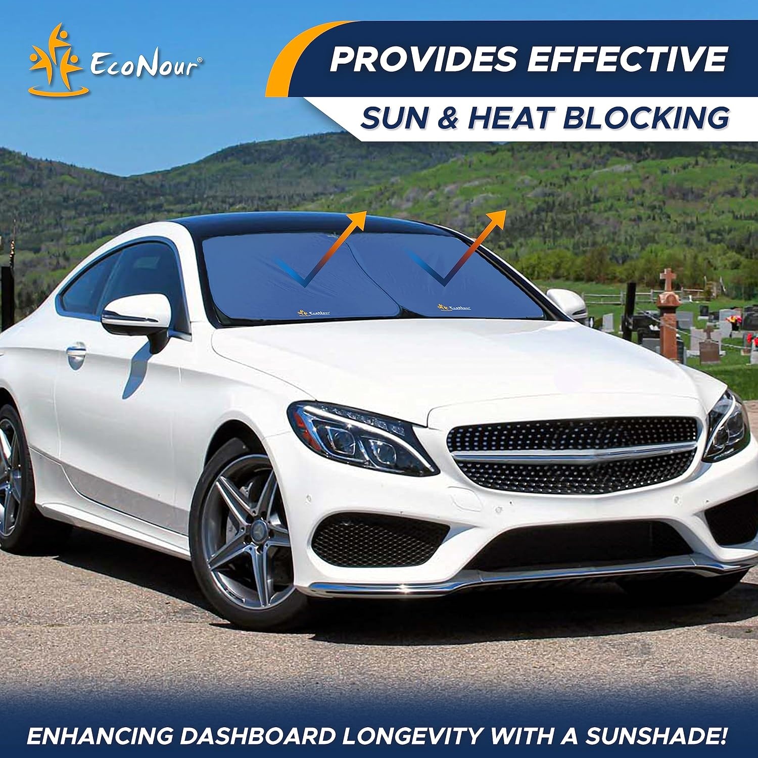 image:imageEconour Windshield Sun Shade 2Piece300 Thickened Automotive Sunshade for Incredible UV amp Sun ProtectionFoldable Car Sun ShadeProctect Car Interior AccessoriesFits for SUV Sedan28 31 inches