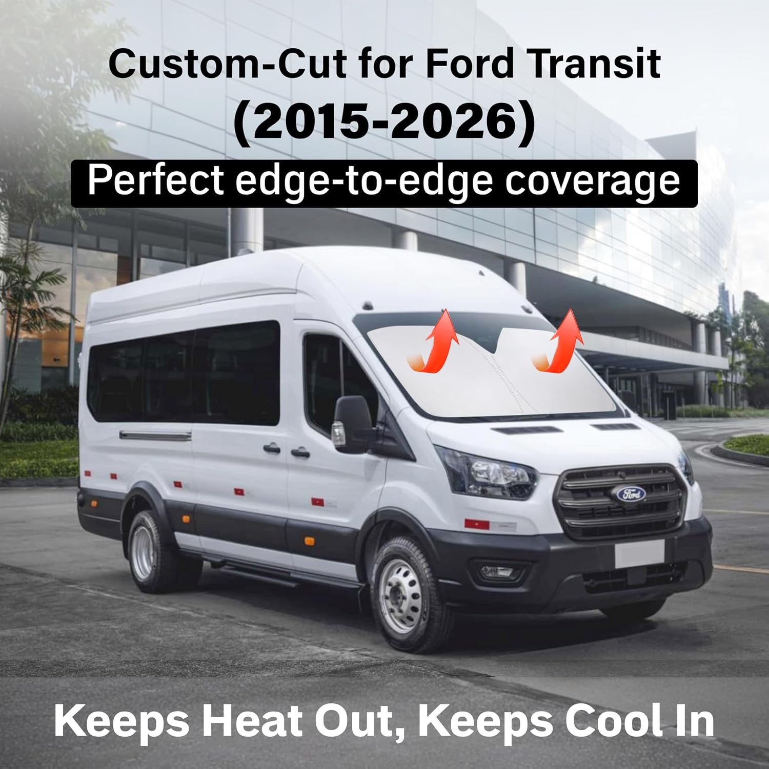 image:imageEconour Windshield Sun Shade Compatible for Rivian R1S R1T 20222025 2026 Sun Visor for Front Windshield amp Window Sun Shade Cover UV Heat Blocker amp Protector Car AccessoriesFor Ford Transit 2015 2026