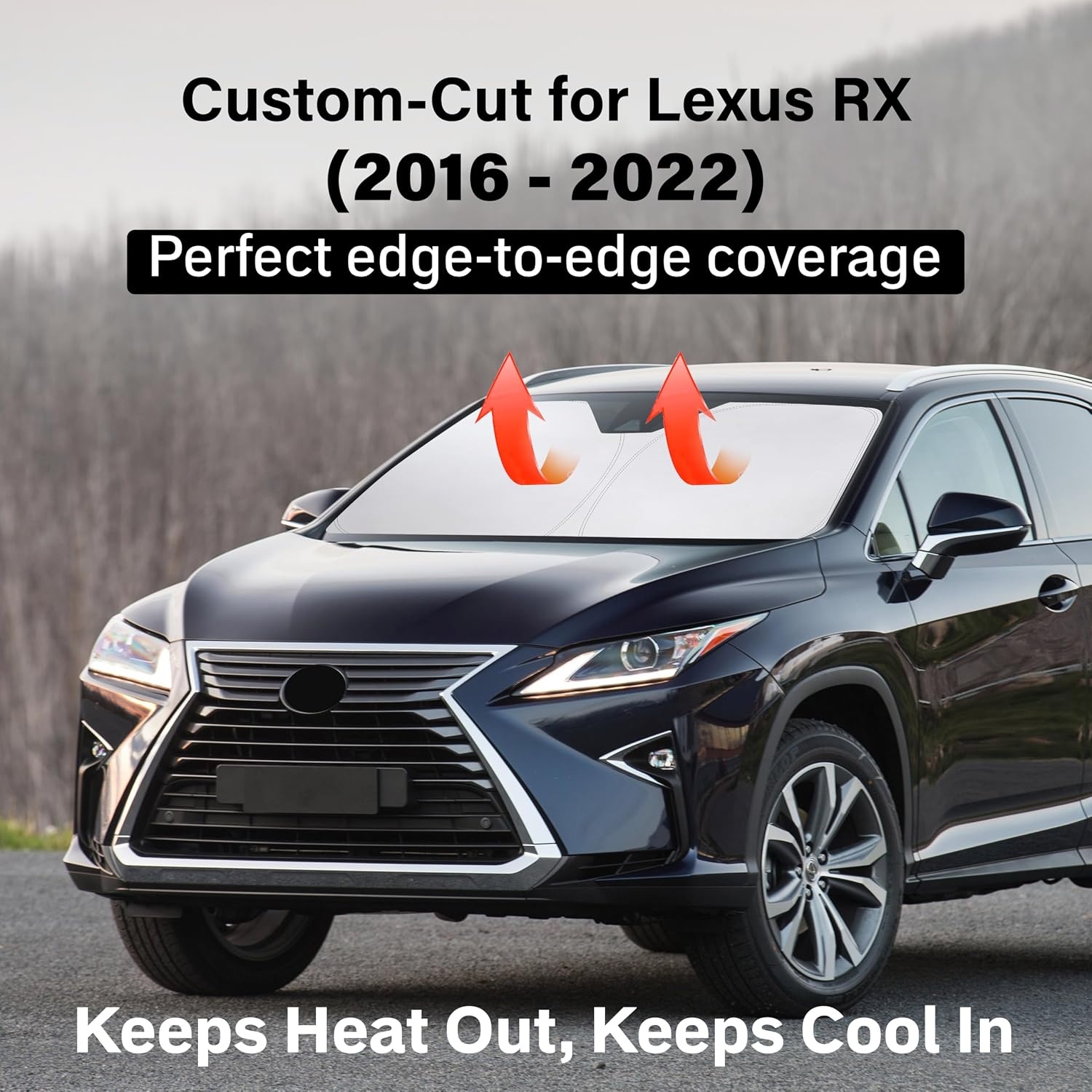 image:imageEconour Windshield Sun Shade Compatible for Rivian R1S R1T 20222025 2026 Sun Visor for Front Windshield amp Window Sun Shade Cover UV Heat Blocker amp Protector Car Accessoriesfor Lexus RX 20162022