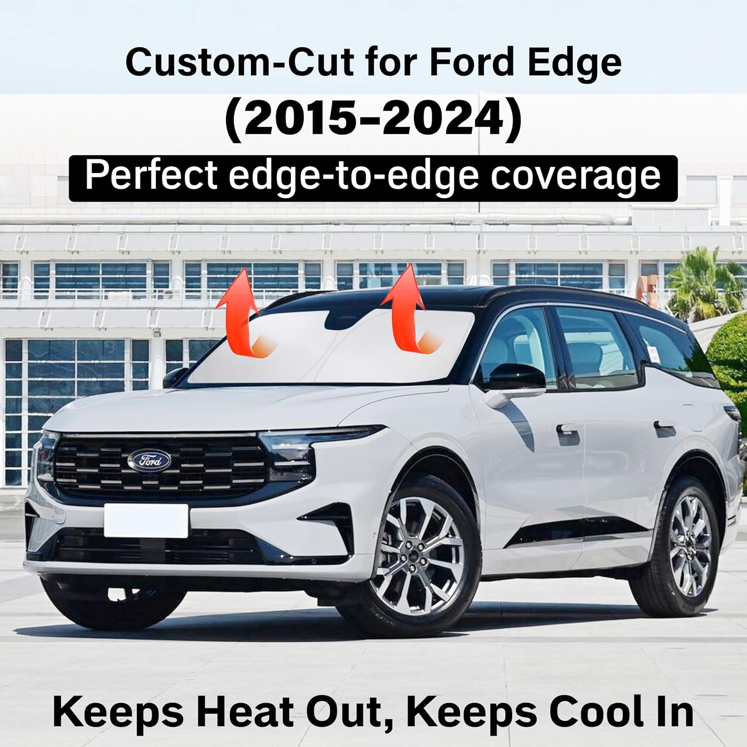 image:imageEconour Windshield Sun Shade Compatible for Rivian R1S R1T 20222025 2026 Sun Visor for Front Windshield amp Window Sun Shade Cover UV Heat Blocker amp Protector Car Accessoriesfor Ford Edge 20152024