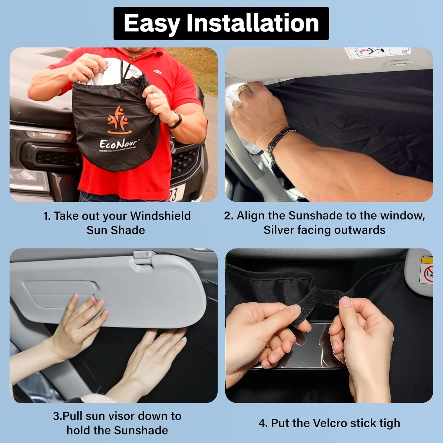 image:imageEconour Windshield Sun Shade Compatible for Rivian R1S R1T 20222025 2026 Sun Visor for Front Windshield amp Window Sun Shade Cover UV Heat Blocker amp Protector Car AccessoriesFor Nissan NV200 2014 2021