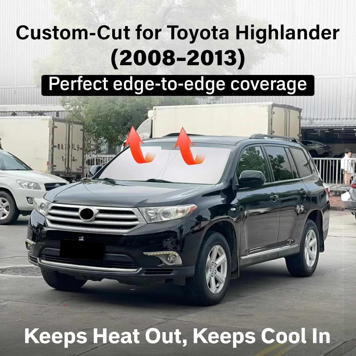 image:imageEconour Windshield Sun Shade Compatible for Rivian R1S R1T 20222025 2026 Sun Visor for Front Windshield amp Window Sun Shade Cover UV Heat Blocker amp Protector Car AccessoriesFor Toyota Highlander 20082013