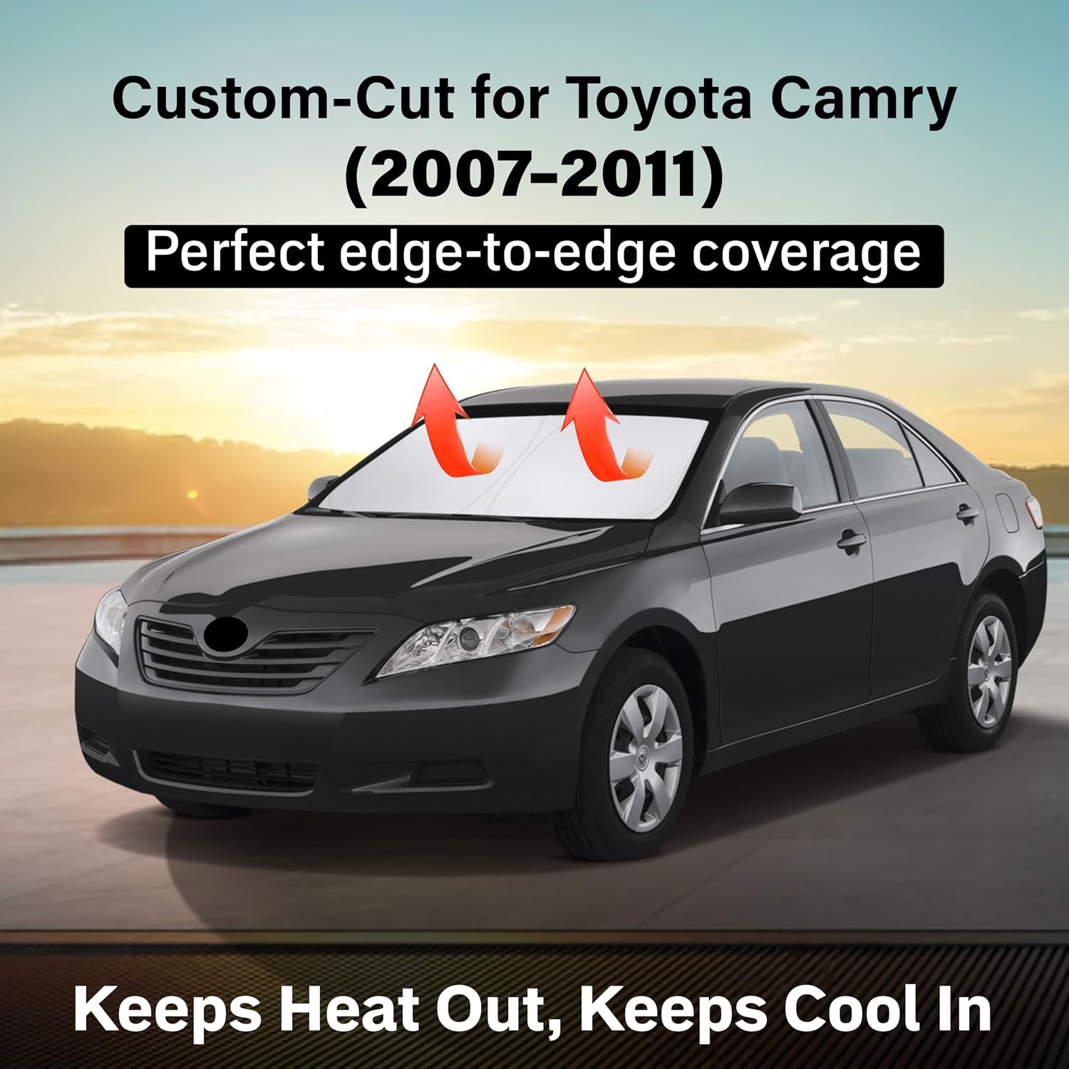 image:imageEconour Windshield Sun Shade Compatible for Rivian R1S R1T 20222025 2026 Sun Visor for Front Windshield amp Window Sun Shade Cover UV Heat Blocker amp Protector Car Accessoriesfor Toyota Camry 20072011