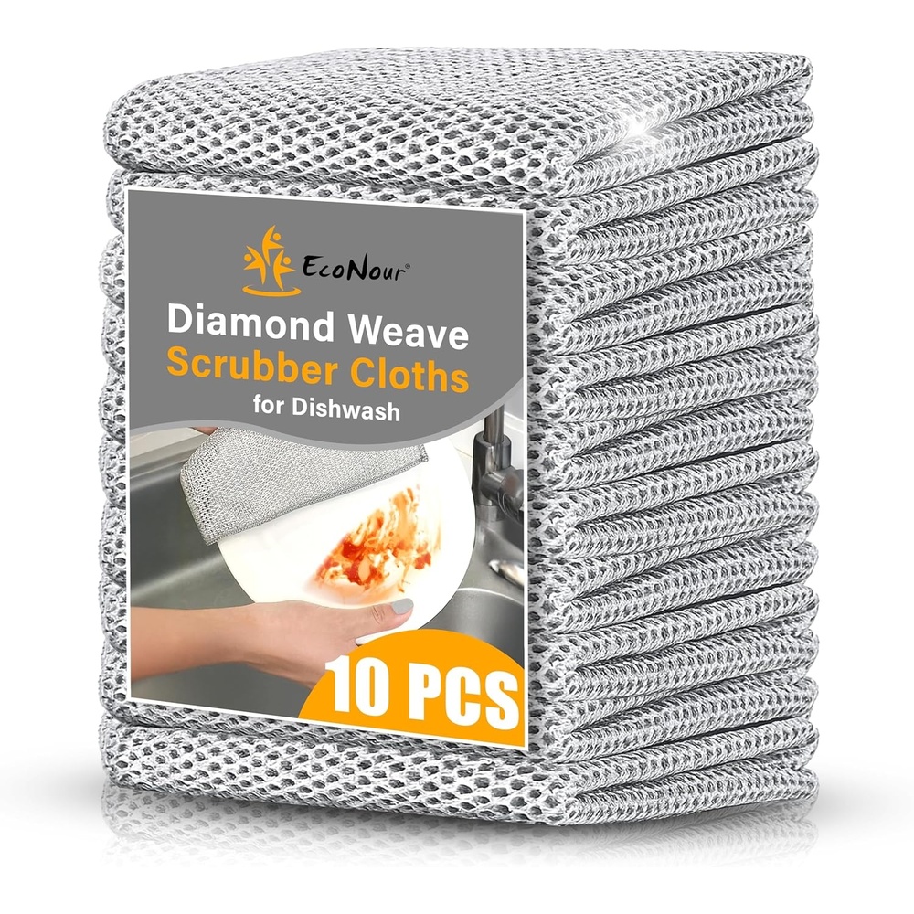 image:imageEcoNour 10Pack NonScratch Wire Dishcloth Multipurpose Thread Miracle Cleaning Cloths for Kitchen Rust Removal Metal Wash Cloth Quick Wire Dishwashing Rag 3Layer Reusable Scrub Cloth
