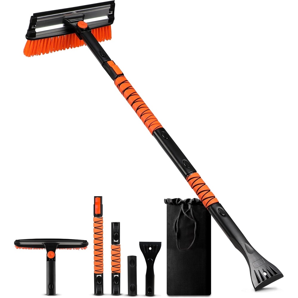 image:imageEcoNour 47 Extendable Snow Brush and Ice Scraper Pivoting Squeegee Aluminum Handle Telescopic Snow Brush for Car and SUV Windshield with 270 Roof amp Windows Winter Car Accessories