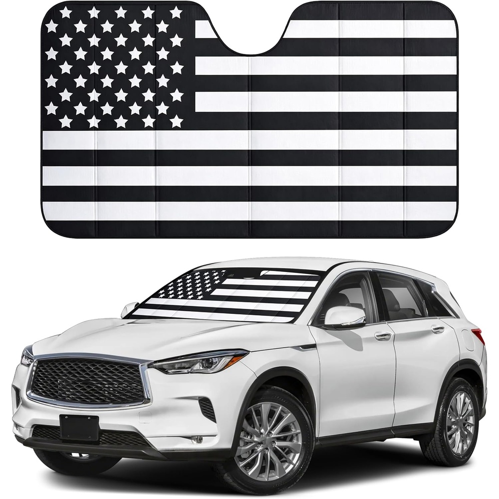 image:imageEcoNour Accordion Car Windshield Sun Shade for Trucks Car Window Shades for Large SUVs amp Pickups UV Blocker Sun Visor for Interior Protection amp Heat Control XL 66 x 27 InchesLargeBW