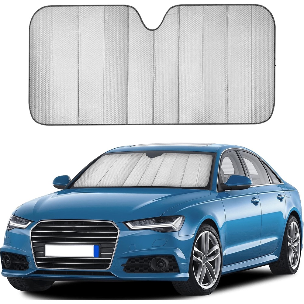 image:imageEcoNour Accordion Car Windshield Sun Shade for Trucks Car Window Shades for Large SUVs amp Pickups UV Blocker Sun Visor for Interior Protection amp Heat Control XL 66 x 27 InchesLargeGrey