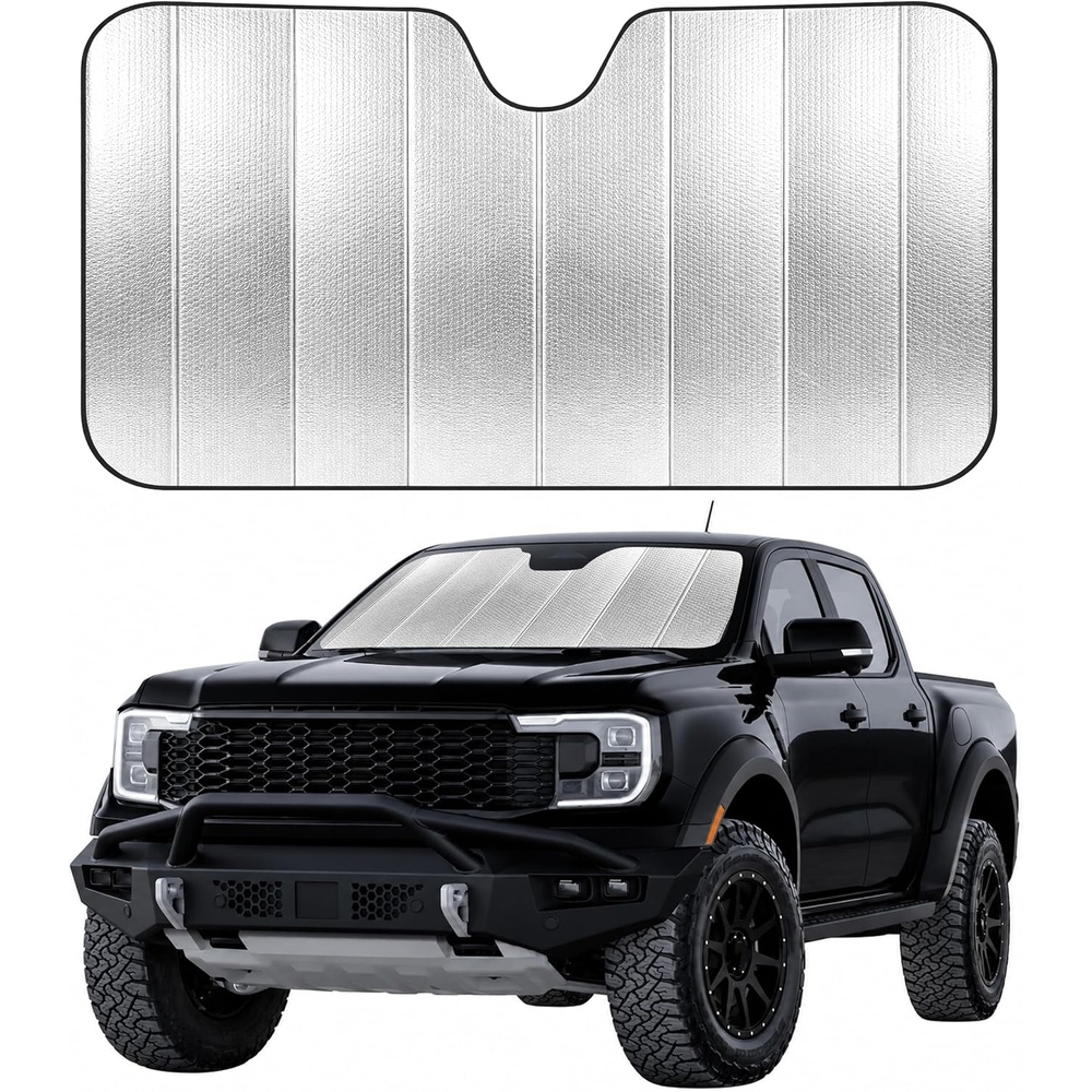 image:imageEcoNour Accordion Foldable Windshield Sun Shade  Premium Reflective Sun Visor for SUVs amp Pickups Windshields  UV amp Heat Reflective Sunshade with Durable DualLayer Design  Large 58 x 28XLarge