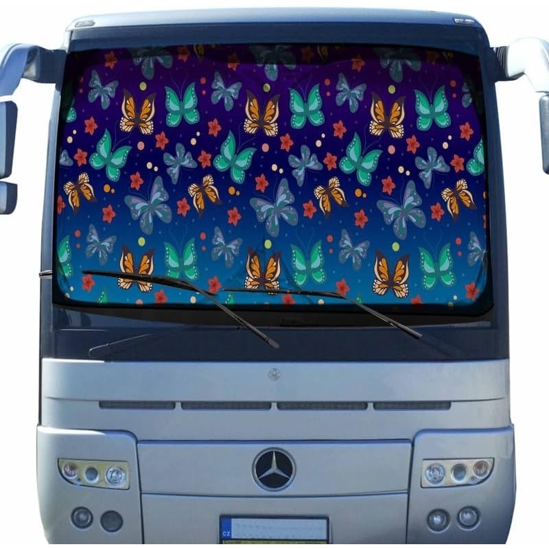 image:imageEcoNour Butterfly RV Windshield Sunshade  Windshield Cover Sunshade for UV Rays amp Heat Protection Keeps Your Interior Cool  Fits RVs Trucks Motorhomes Buses  XXL  102 x 51 inches