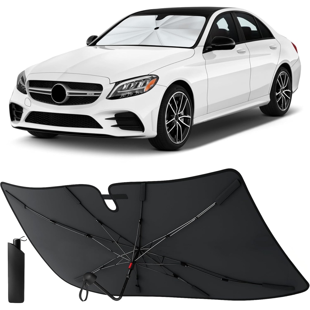 image:imageEcoNour Camoflage American Flag Windshield Sun Shade 240T Reflective Polyester Blocks 99 UV amp Heat Protection Patriotic Car Accessory Sedans Hatchbacks Small SUVs Universal Fit 66 x 34Benz CClass 20152021