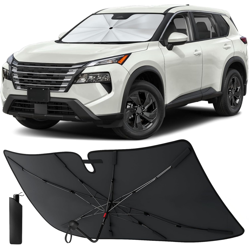 image:imageEcoNour Camoflage American Flag Windshield Sun Shade 240T Reflective Polyester Blocks 99 UV amp Heat Protection Patriotic Car Accessory Sedans Hatchbacks Small SUVs Universal Fit 66 x 34Rogue 20212026