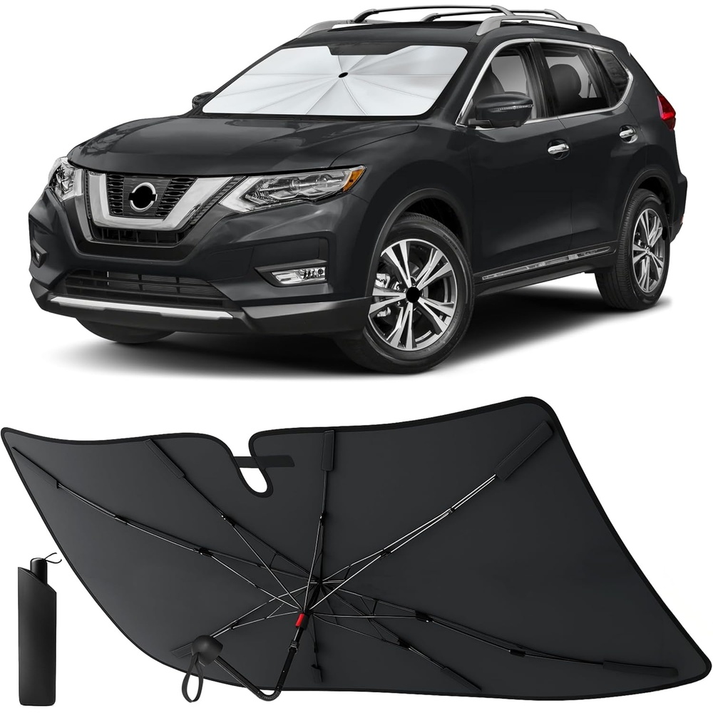 image:imageEcoNour Camoflage American Flag Windshield Sun Shade 240T Reflective Polyester Blocks 99 UV amp Heat Protection Patriotic Car Accessory Sedans Hatchbacks Small SUVs Universal Fit 66 x 34Rogue 20142020